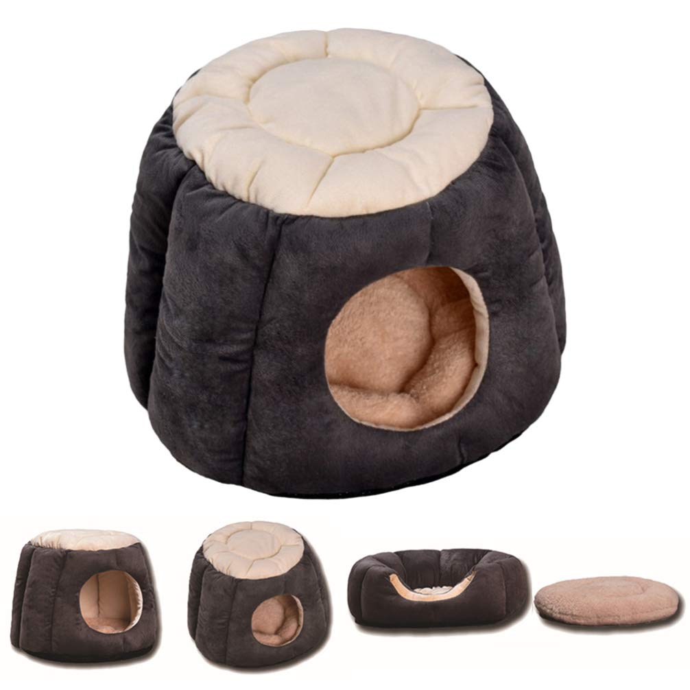 POPETPOP Pet Bed for Cats, Dogs, Guinea Pigs & Rabbits - Soft Round House Tent with Cozy Bedding - Perfect for Hedgehogs, Bunnies & Small Pets - Ideal for Indoor Comfort & Cuddling