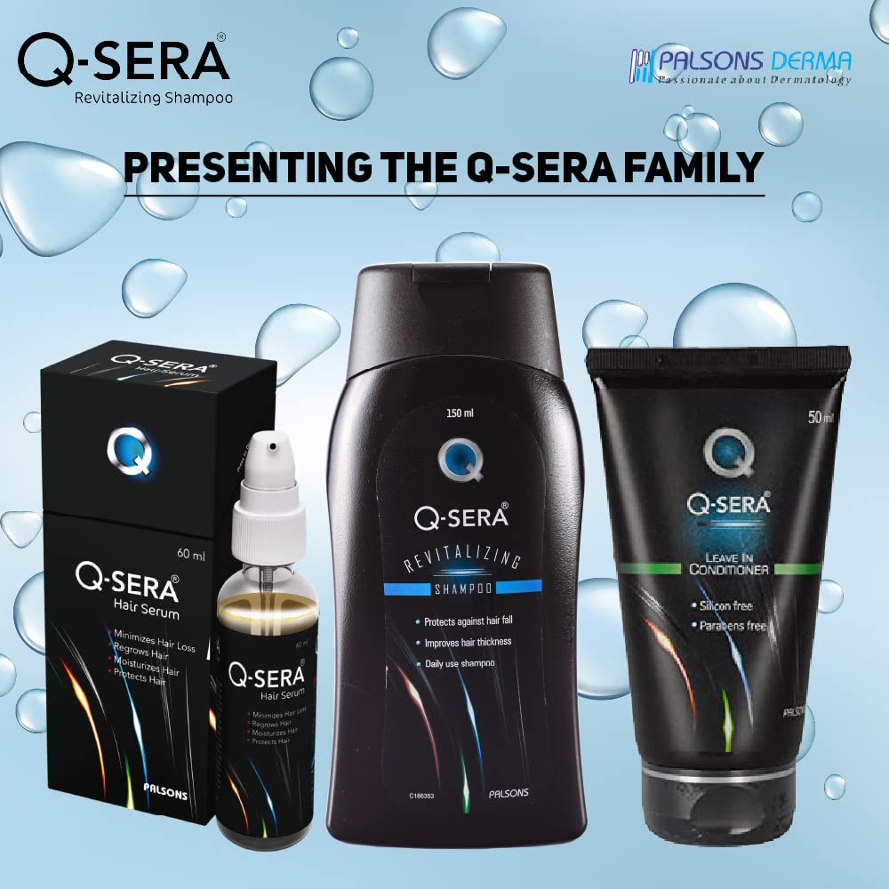 QSERA Revitalizing Shampoo for Dry & Frizzy Hair - Sulfate & Paraben Free, Dermatologist Recommended Hair Strengthening Treatment (150ml) - Restores Healthy, Smooth & Damage-Free Hair for Daily Hair Care & Salon-Like Results at Home
