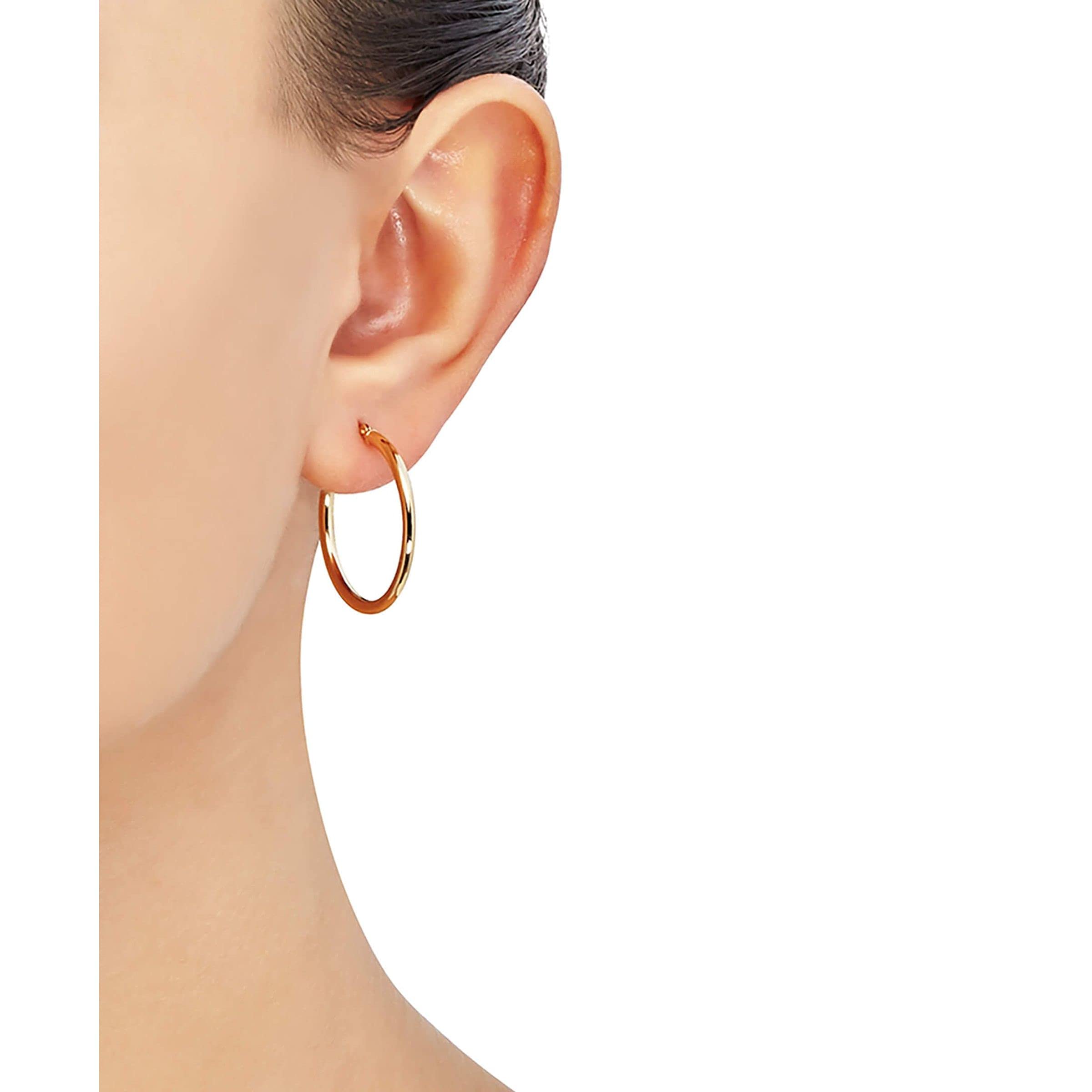 14K Gold Round Hoop Earrings 25mm - Welry Simply Gold™ Collection for Women | Everyday Wear, Gift Giving & Special Occasions