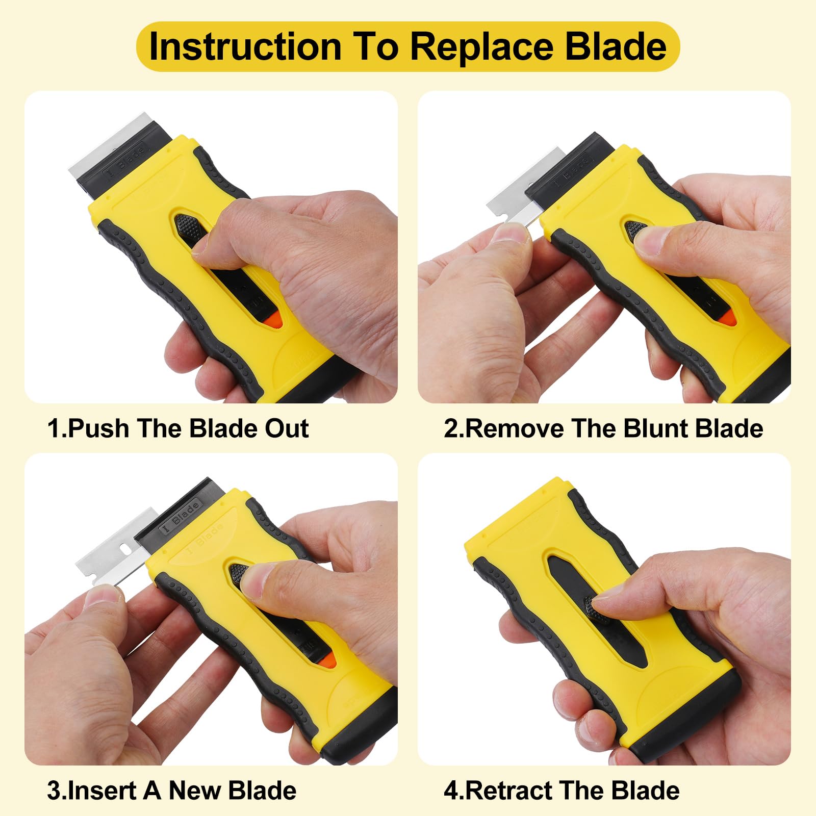 Kiemeu Dual-End Ceramic Cooktop Razor Scraper Tool with 10 Replacement Blades - Oven Safe Glass Stove Top Cleaner for Tough Grease & Burnt-On Food - Perfect for Kitchen Cleaning, Grill Maintenance, and DIY Home Improvement Projects