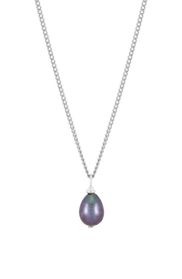 Stylish Men's Curb Chain Necklace with Blue Pearl Accent - Perfect for Casual Wear, Date Nights & Special Occasions