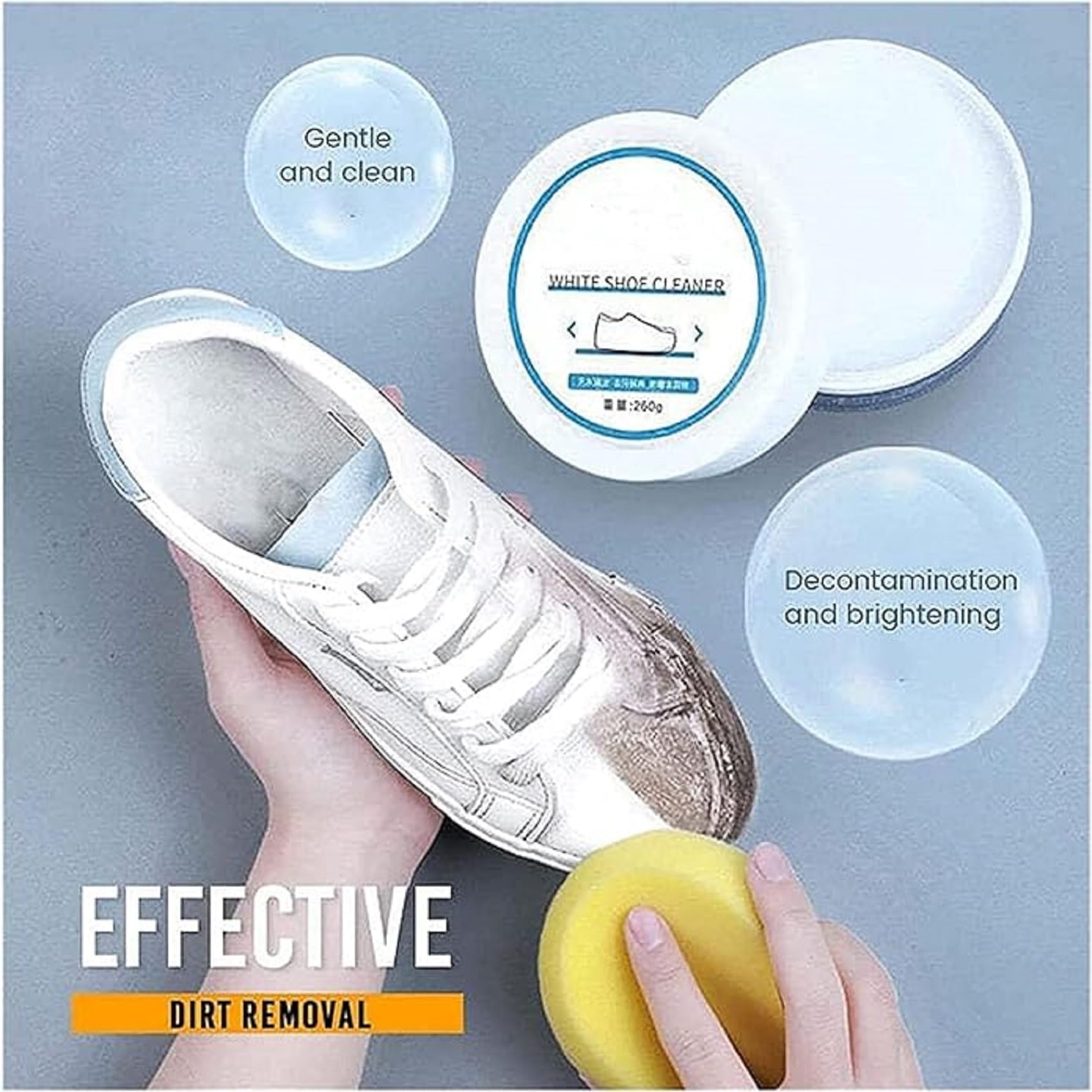 OXILY Shoe Cleaning Cream - 260GM | White Shoe Cleaner & Whitener | Stain Remover & Polish for Sneakers, Leather Shoes | Perfect for Daily Shoe Care & Restoration