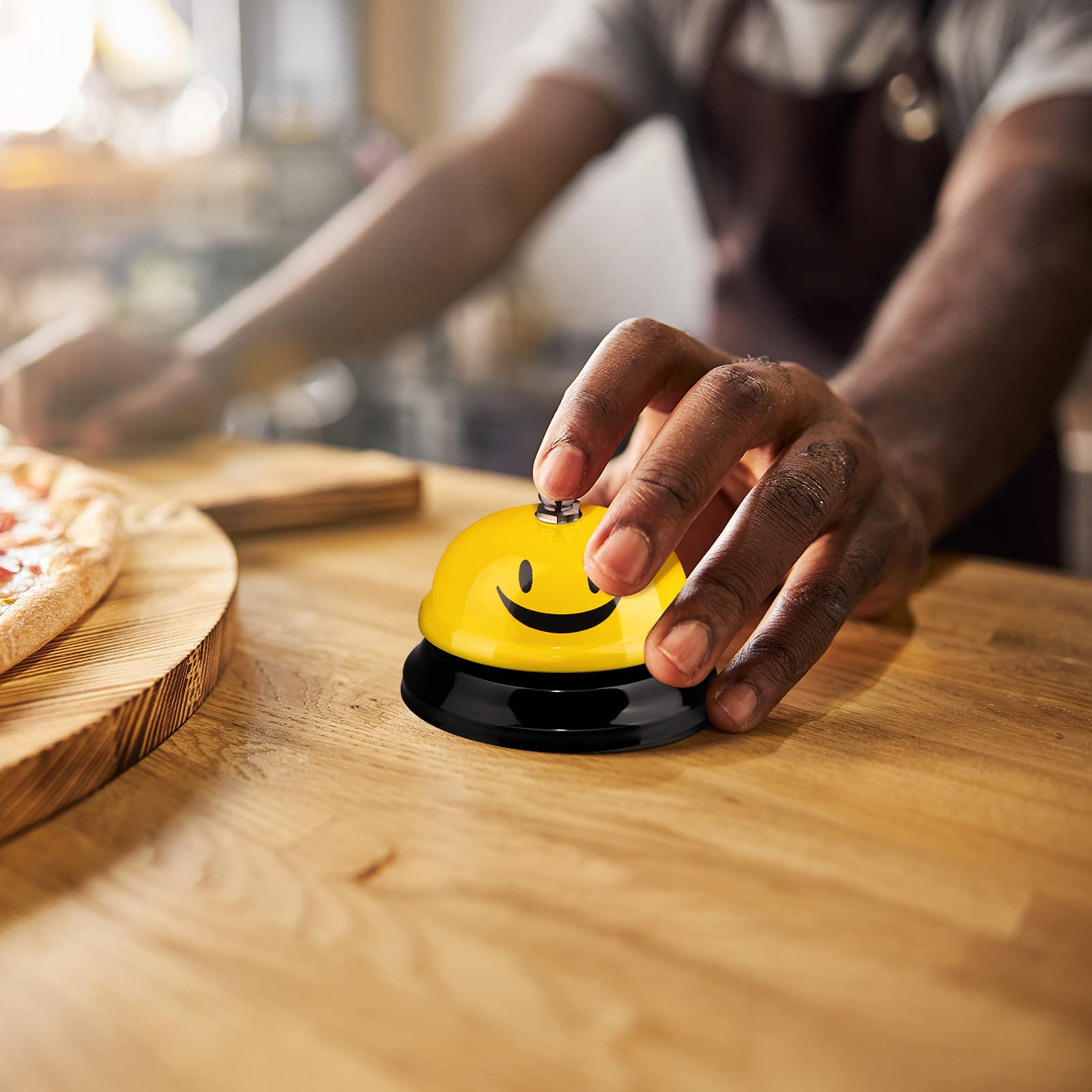 3 Pack Funny Smile Face Metal Call Bells - Desk Service Bell for Kitchen, Hotel, Restaurant & Classroom - Yellow (Ideal for Customer Service, Events & Home Use)