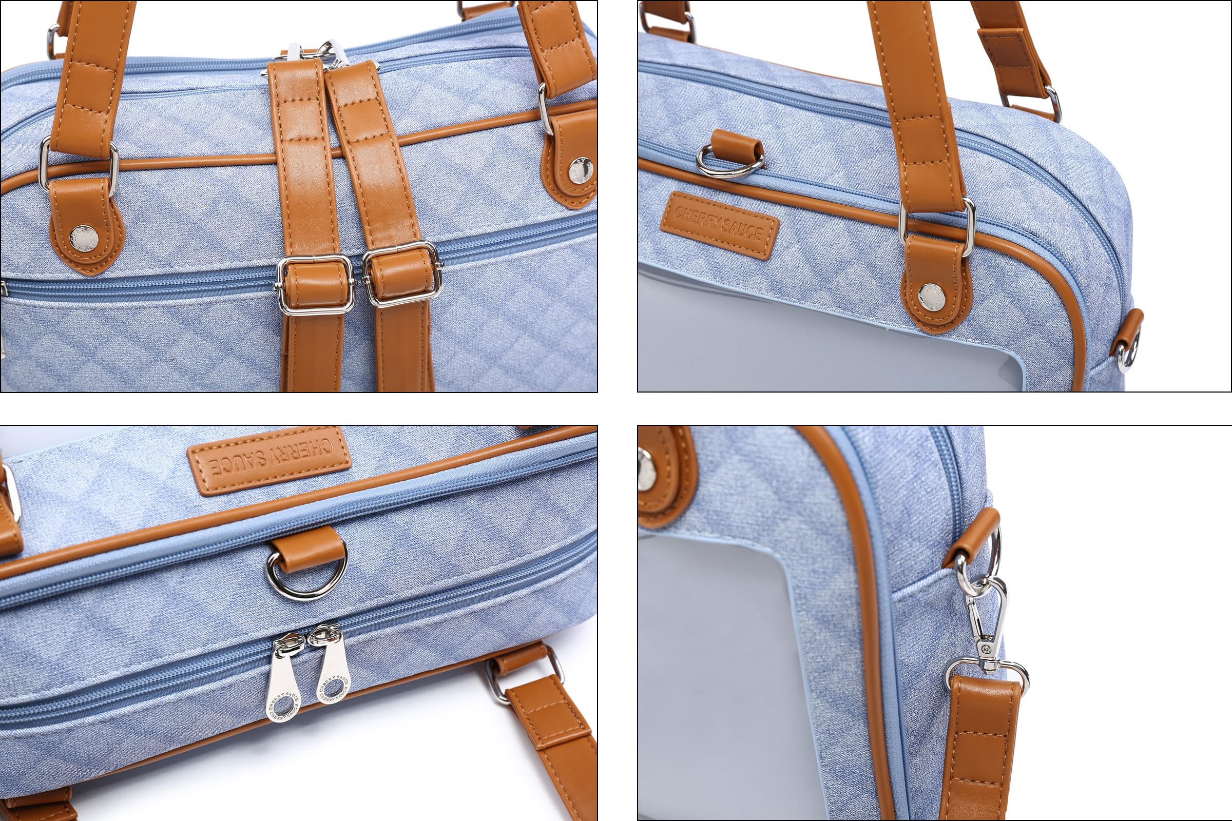 Stylish Imitation Denim PU Ita Backpack - Crossbody Messenger Shoulder Bag with Pins Display | Perfect for Anime Conventions, Cosplay & Everyday Use