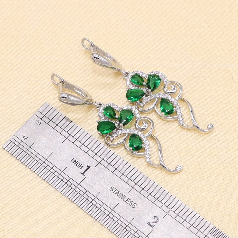 Stunning Green Cubic Zirconia Jewelry Set - Elegant Necklace & Earrings for Women | Perfect for Weddings, Parties & Special Occasions