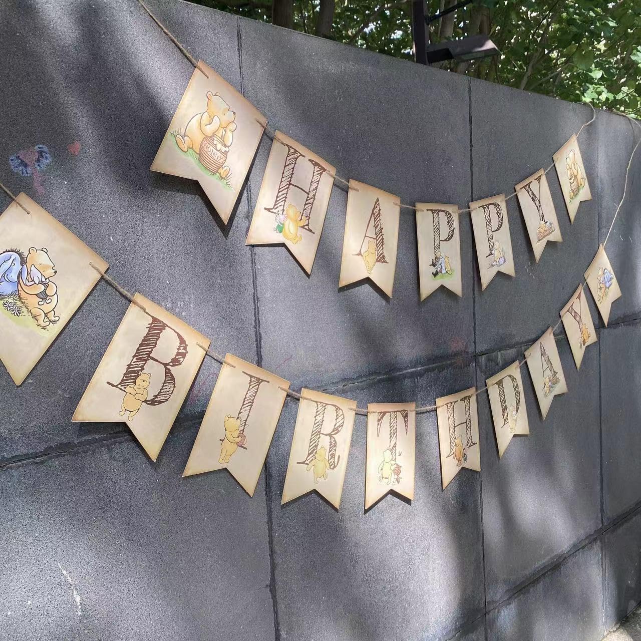 Happy Birthday Winnie the Pooh Banner - Classic Bear Baby Shower & Birthday Party Decorations - Adorable Pooh Themed Party Supplies for Birthdays, Showers & Celebrations - Perfect for Nursery, Kids Room & Party Backdrops