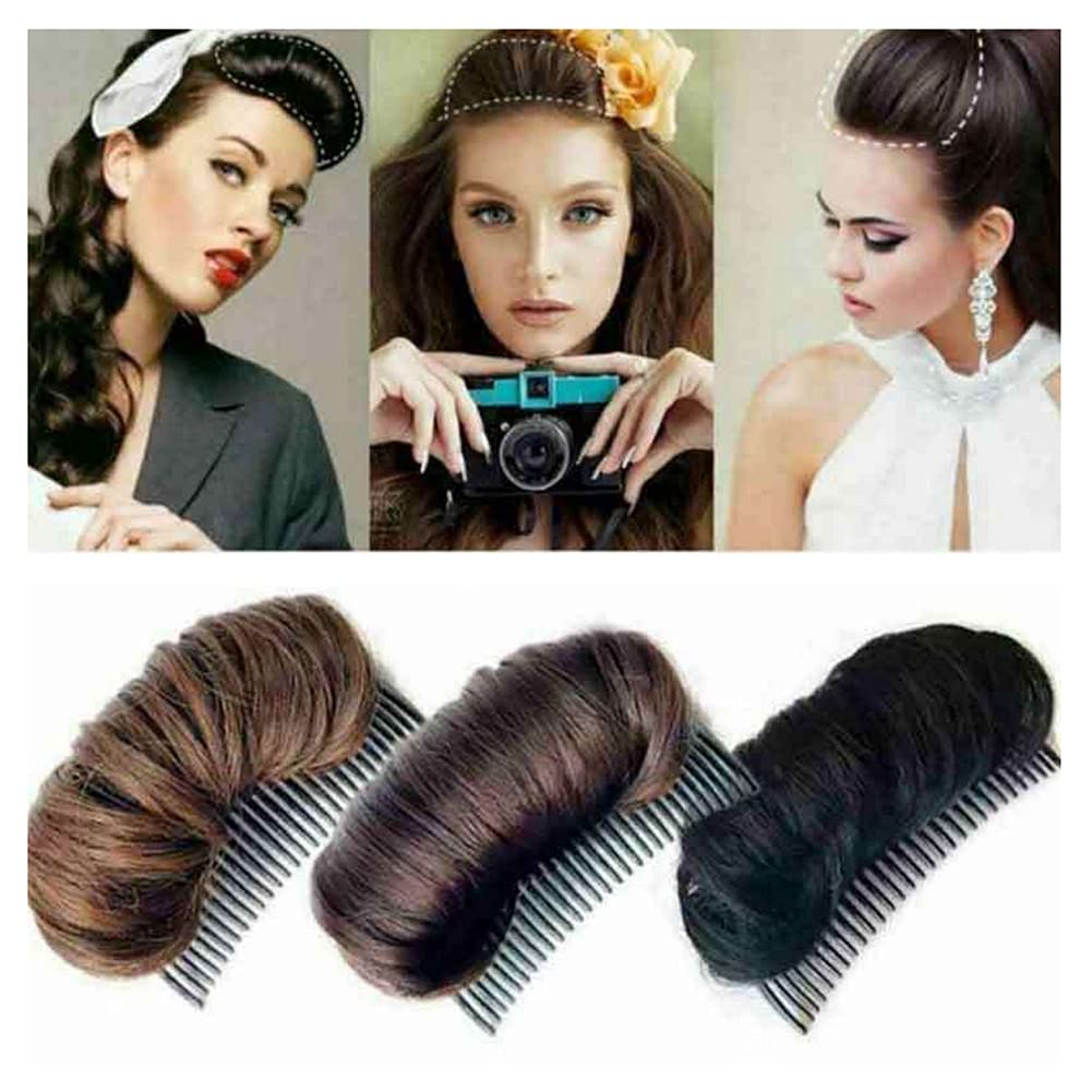 Dark Brown Hair Bun Insert - Invisible Hair Bump Clip for Women & Girls | Fluffy Hair Styling Pad for Volume & Updos | Perfect for Weddings, Parties & Everyday Wear