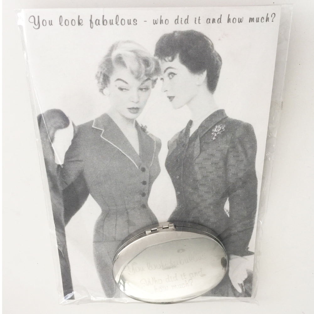Stylish Compact Mirror with 'You Look Fabulous' Design - Perfect for Makeup Touch-Ups & Travel
