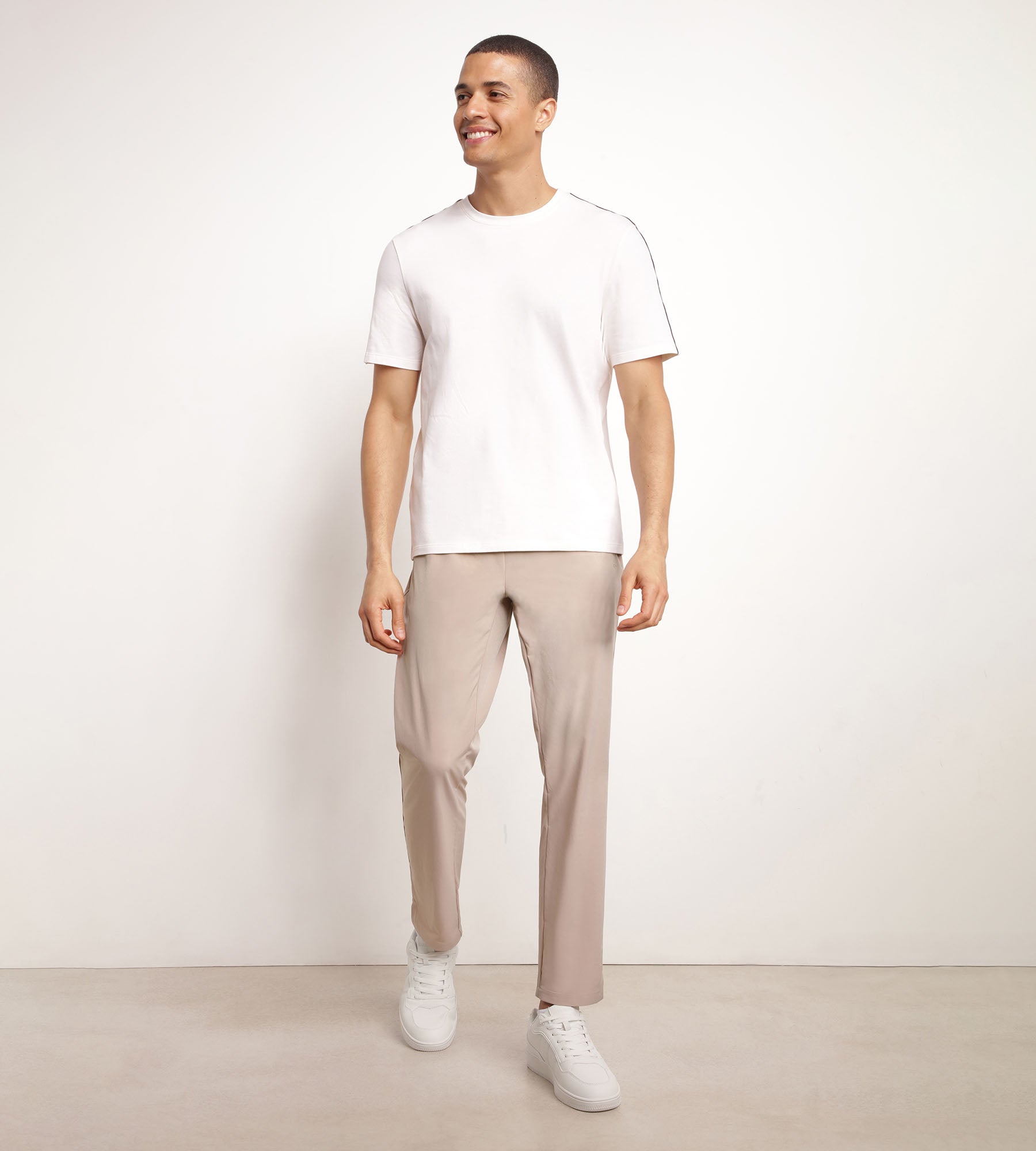 Men's Stretch Chino Sport Pants - Comfortable Beige Jersey Fabric for Casual Wear, Gym & Outdoor Activities