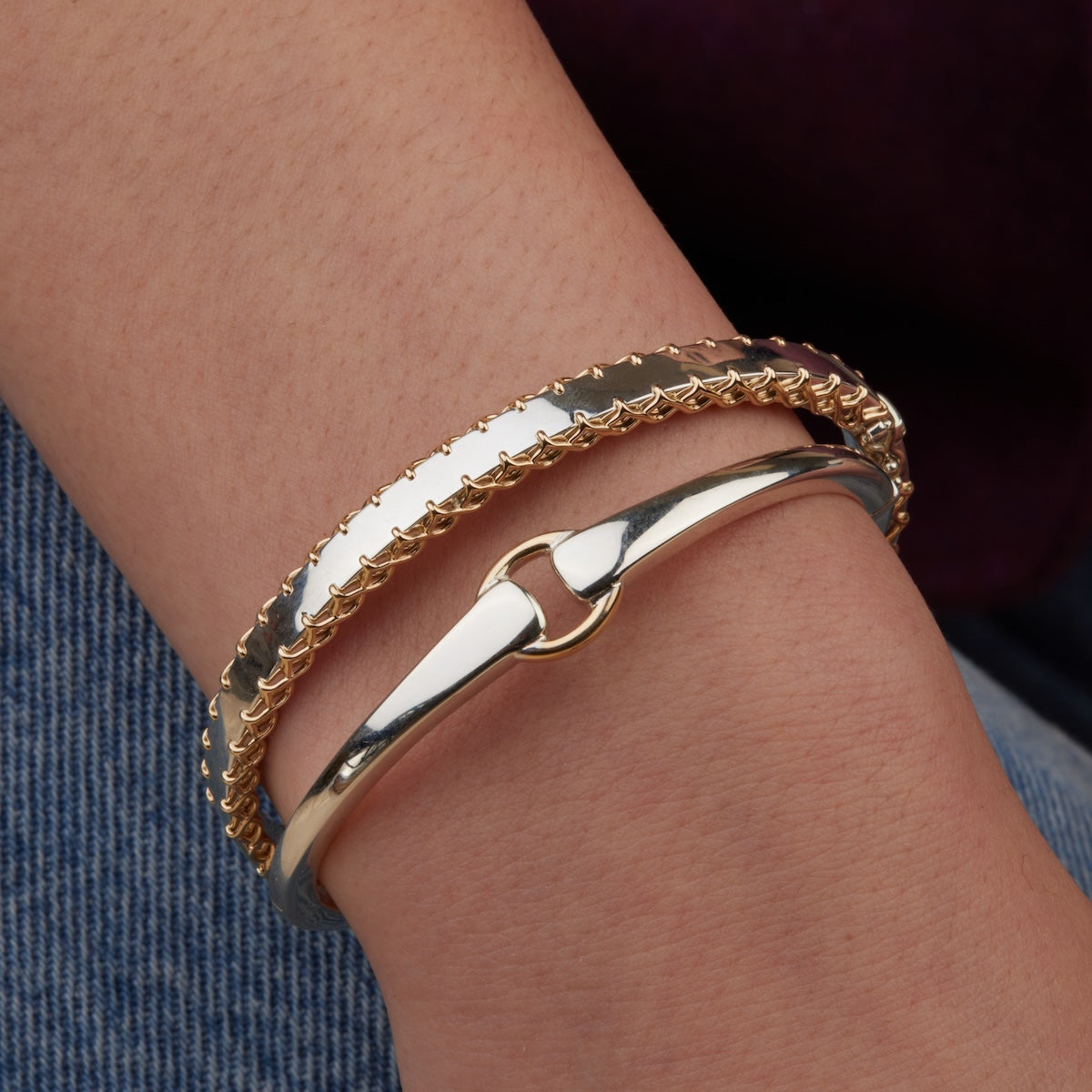 Mixed Metal Buckle Bracelet for Women - Adjustable Fashion Jewelry for Casual & Party Wear - Trendy Bangle for Everyday Style & Special Occasions