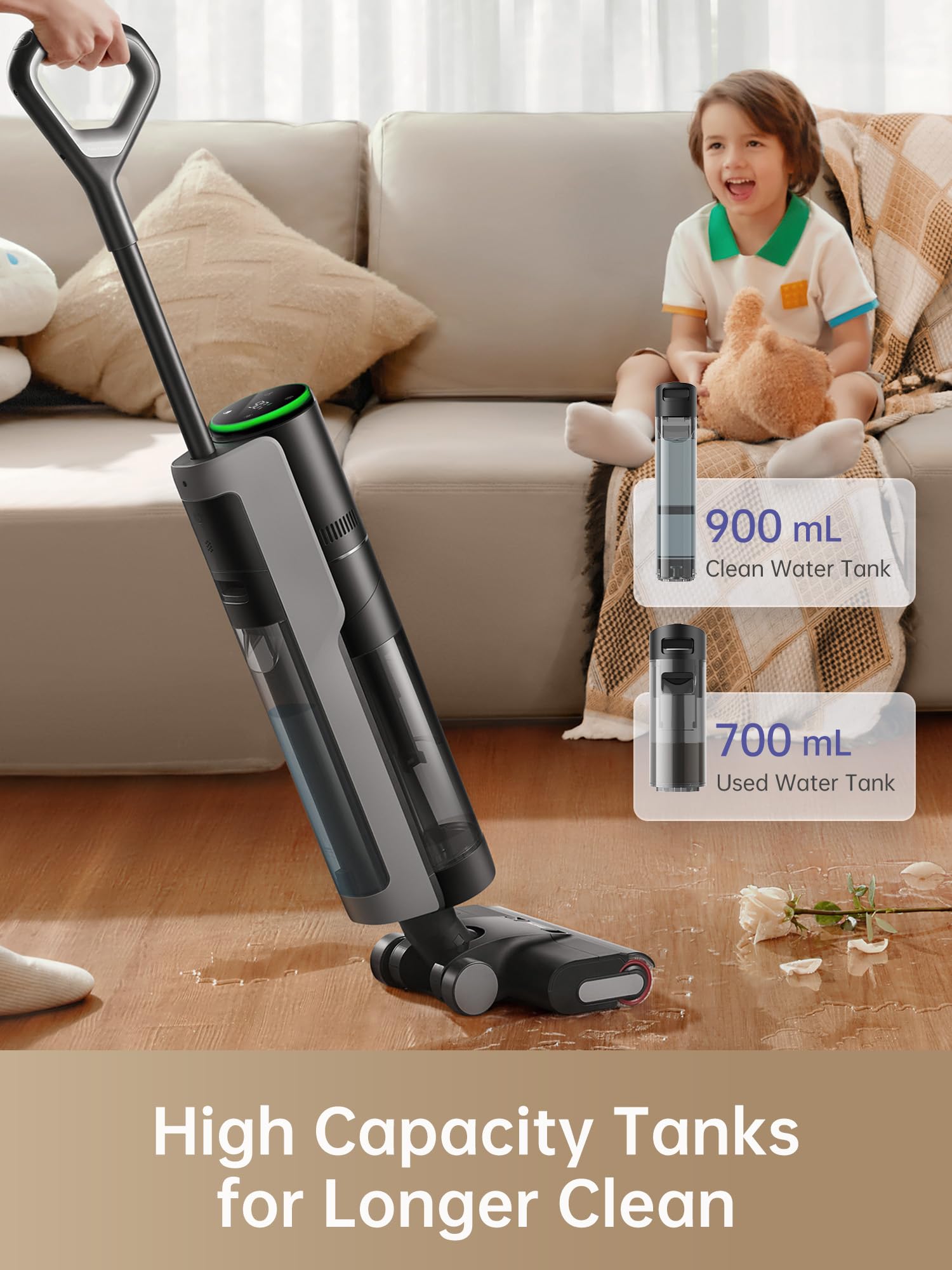 DREAME H12 PRO Cordless Wet Dry Vacuum Cleaner and Mop Combo, Smart Floor Cleaner for Hardwood & Tile Floors, One-Step Edge-to-Edge Cleaning with Hot Air Drying - Perfect for Homes, Offices, and Pet Owners