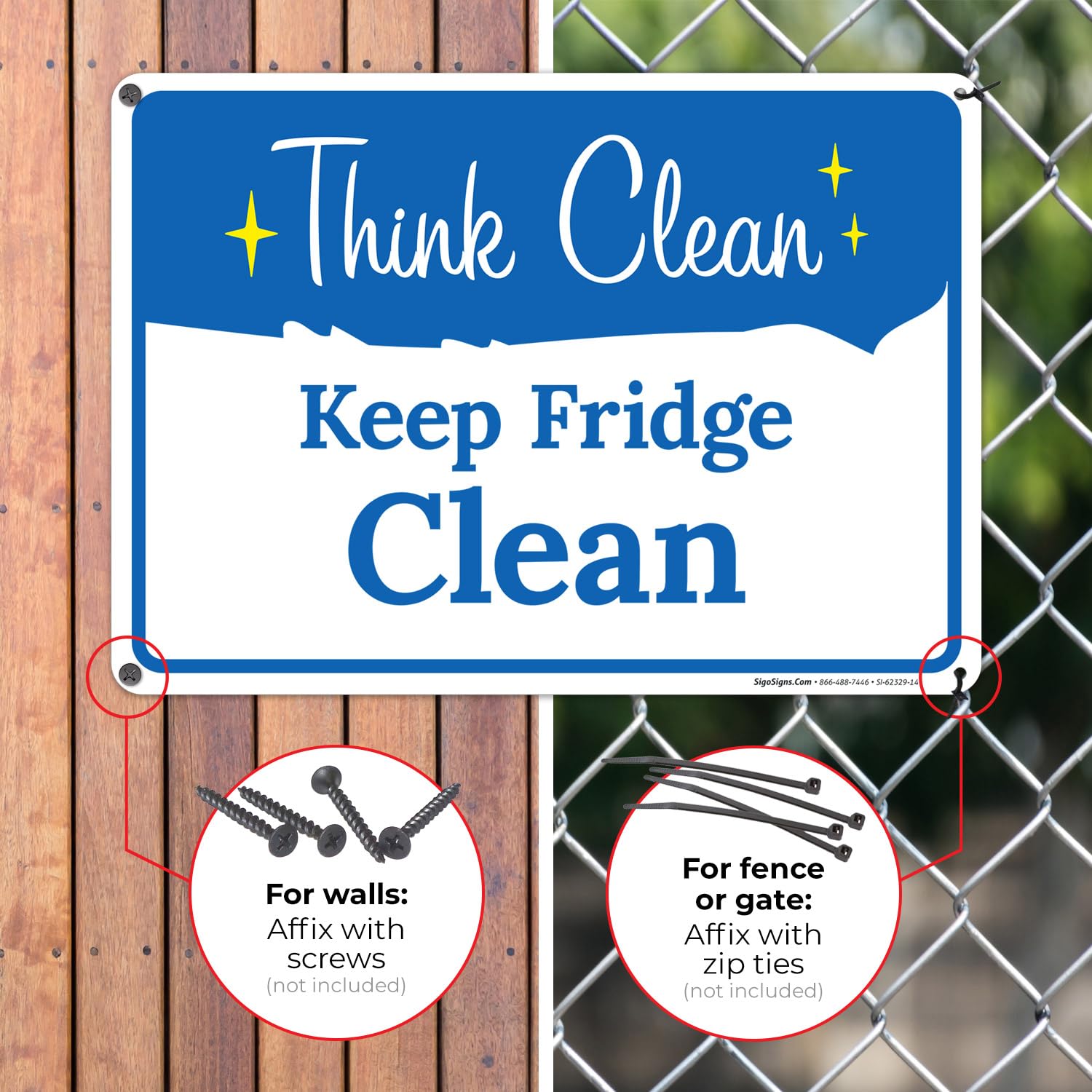10x14 Inches Rust-Free .040 Aluminum Fridge Clean Sign - Made in USA, Fade-Resistant for Long-Lasting Use - Perfect for Kitchens, Restaurants & Offices