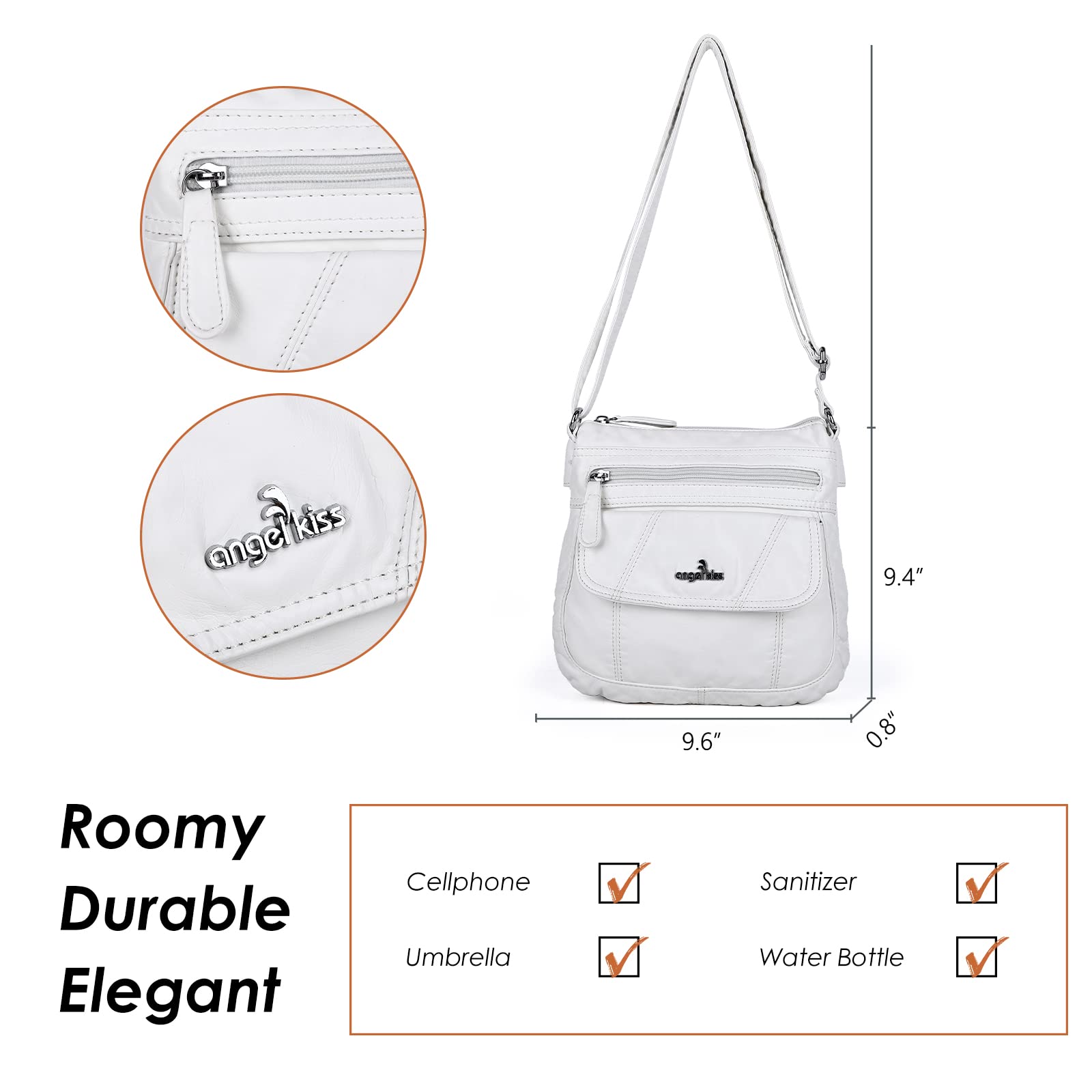 Angel Kiss Women's PU Leather Crossbody Bag with Adjustable Strap - Fashionable Shoulder Purse for Daily Use, Work, Travel & Shopping