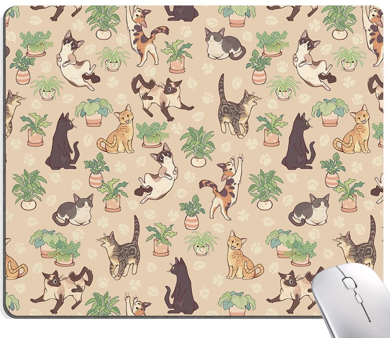 Cute Cats Pattern Mouse Pad - Non-Slip Rubber Base, Waterproof Square Mouse Mat for Office, Laptop, Women & Kids | Perfect for Work, Gaming & Home Use