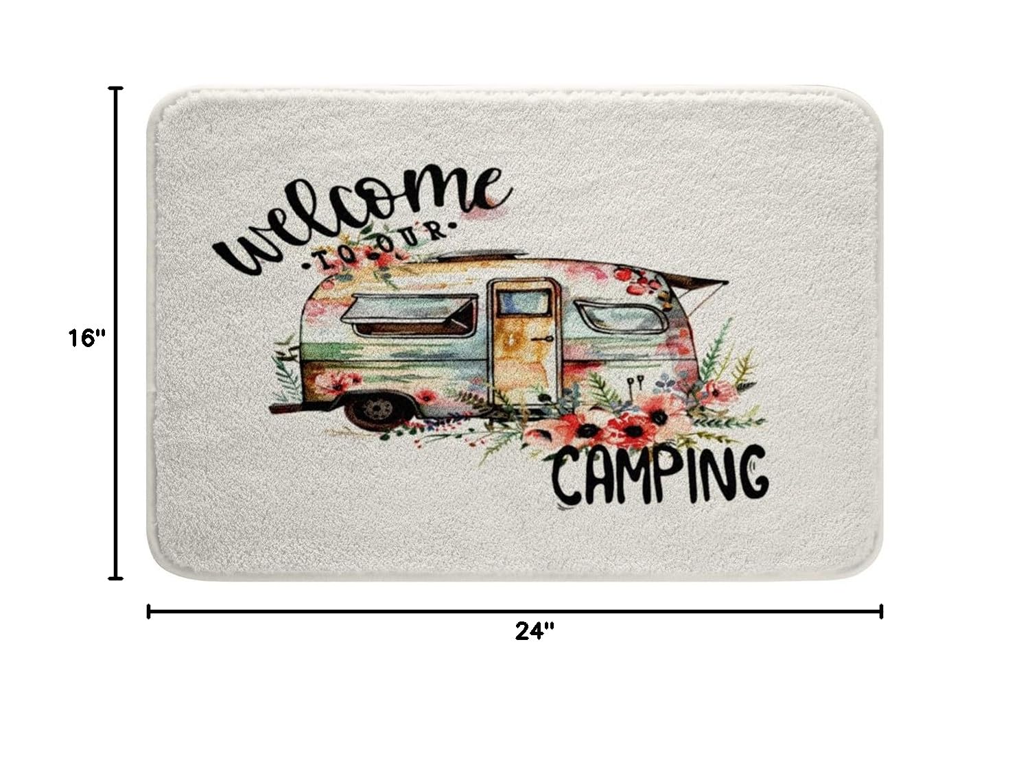 Non-Slip Camper Van Bath Mats for Kids & Adults - Farmhouse Rustic Floral Decor, Ultra Soft Water Absorbent Bathroom Rugs (16