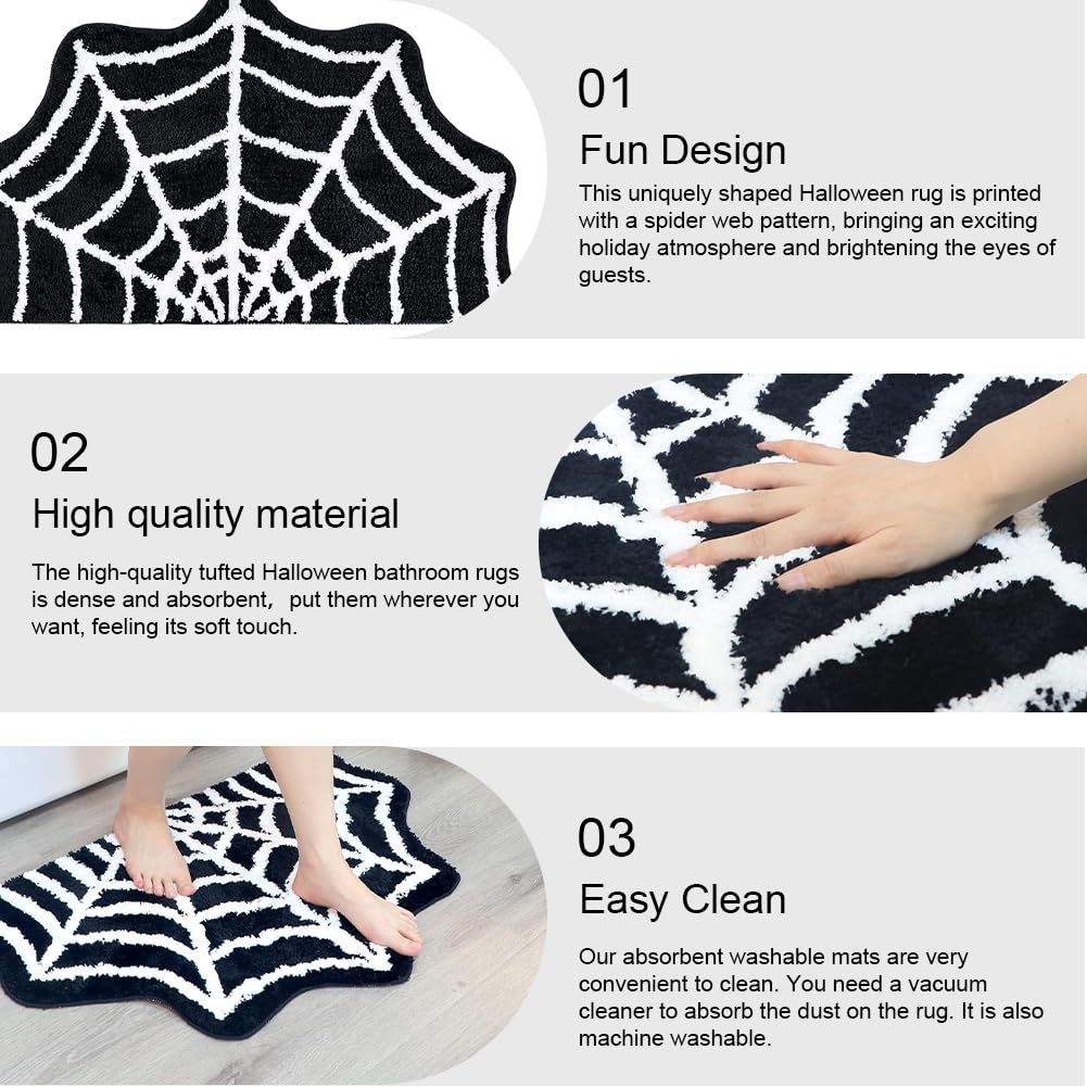 2 Pack Halloween Spider Web Bath Mat - 31
