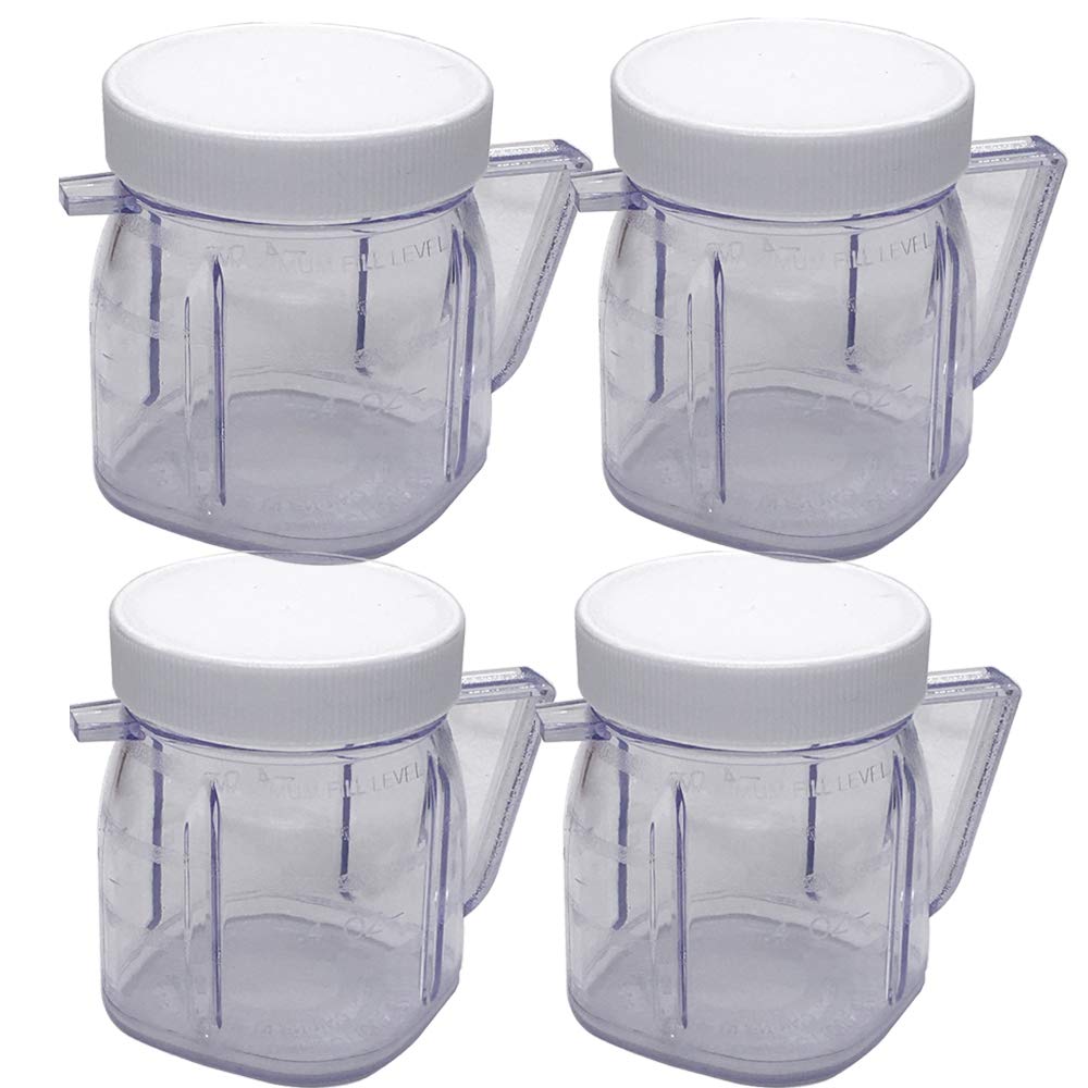 4-Cup Mini Jar for Oster Blenders - Compatible with Oster Fusion, Osterizer & Kitchen Centers - Perfect for Smoothies, Sauces & Small Batch Blending (Set of 4)