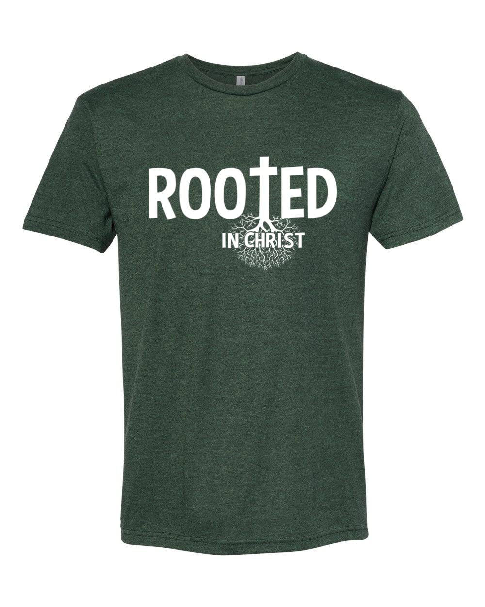 Rooted in Christ Inspirational Christian Men's Premium Tri-Blend T-Shirt - Comfortable Faith-Based Apparel for Church, Bible Study & Everyday Wear
