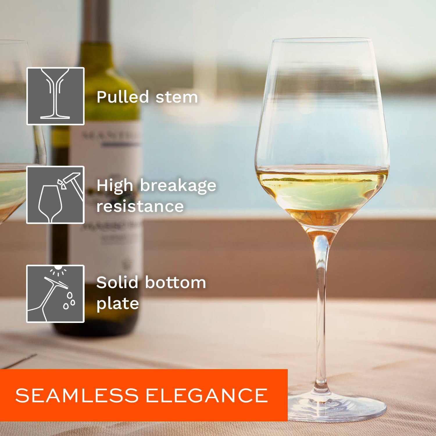 Premium Stölzle Lausitz STARlight Crystal White Wine Glasses Set of 6 - 13.75oz Lead-Free, Dishwasher Safe & Shatter-Resistant Long Stem Glasses for Elegant Dining, Wedding Gifts & Fine Wine Tasting