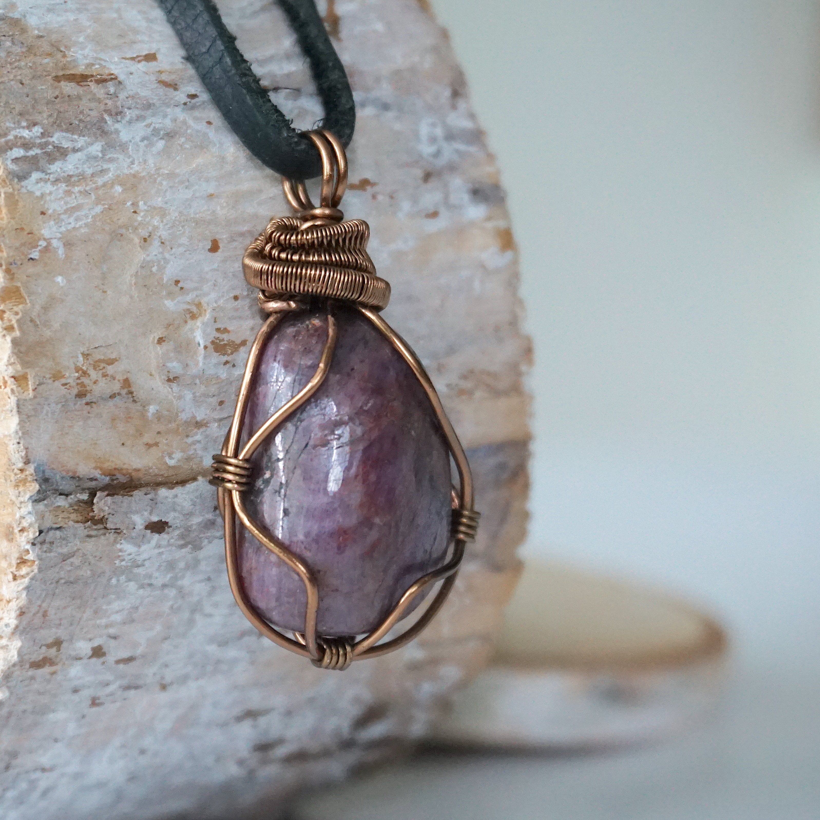 Antique Bronze Men's Ruby Pendant Necklace with Black Leather Cord - Perfect for Gifts, Weddings & Everyday Wear