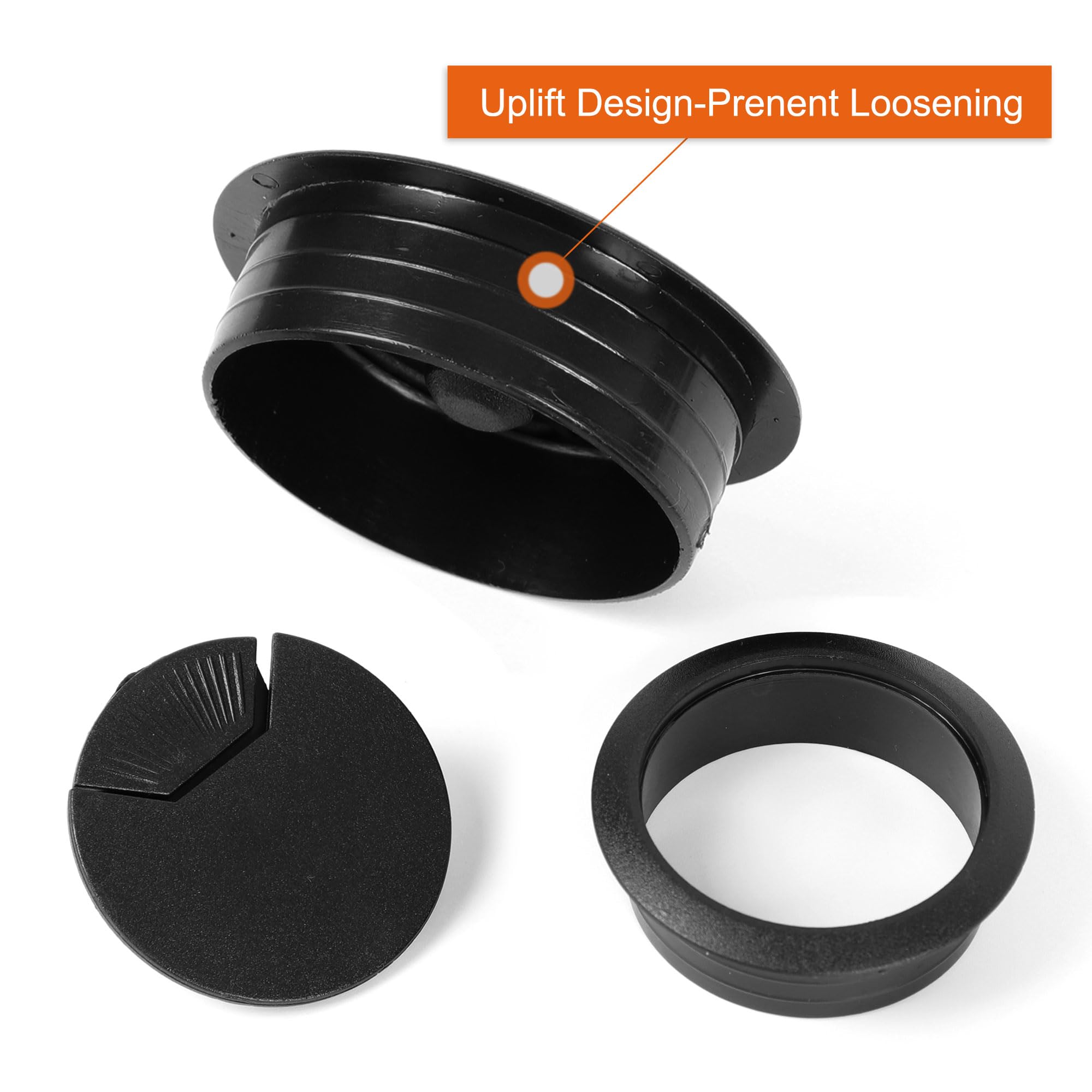 uxcell 4 Pack Black Desk Grommet Cable Hole Cover - 35mm/1.4 Inch PC Computer Table Wire Organizer for Office & Home Workspace Cable Management