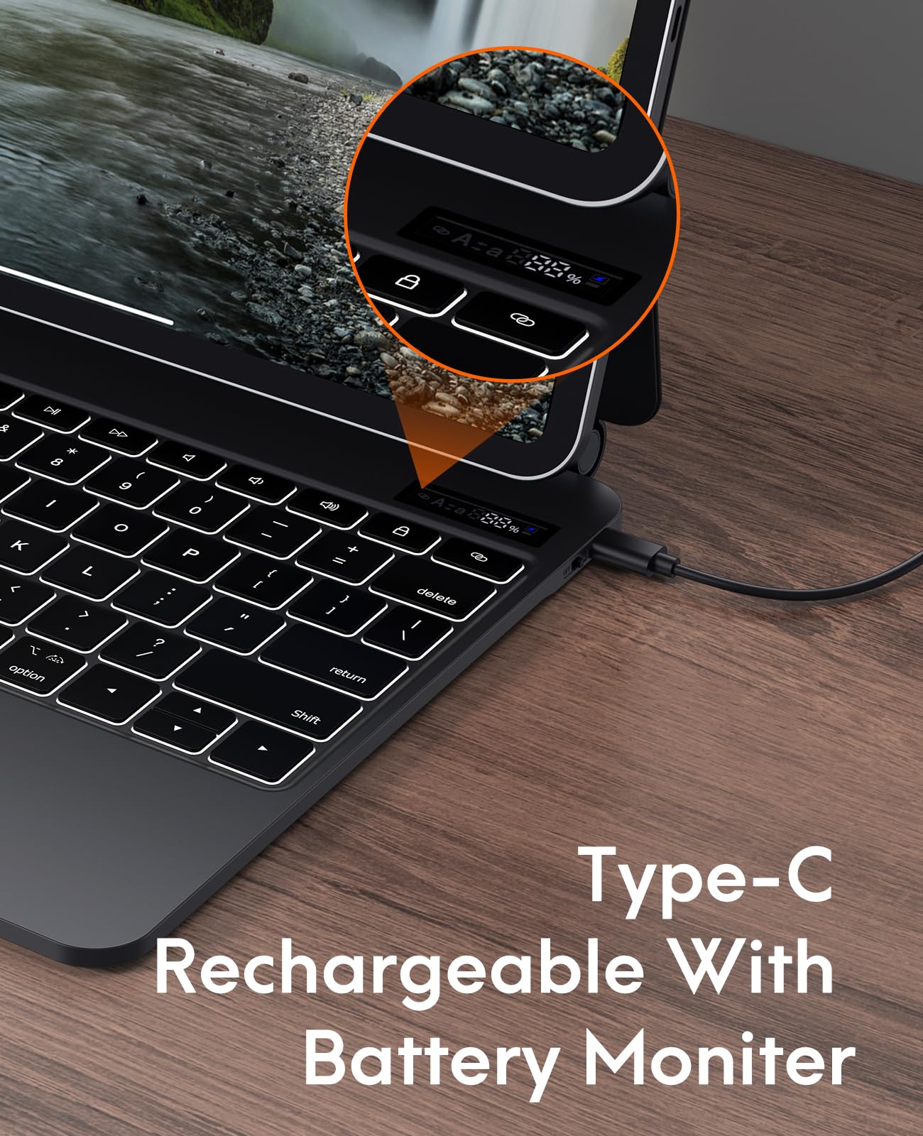 CHESONA iPad Pro 13 inch Case 2024 with Backlit Keyboard - Slim Protective Cover with Floating Stand, Smart Trackpad & Battery Display for iPad Pro 13 (M4) - Perfect for Work, Travel & Home Office Use - Black
