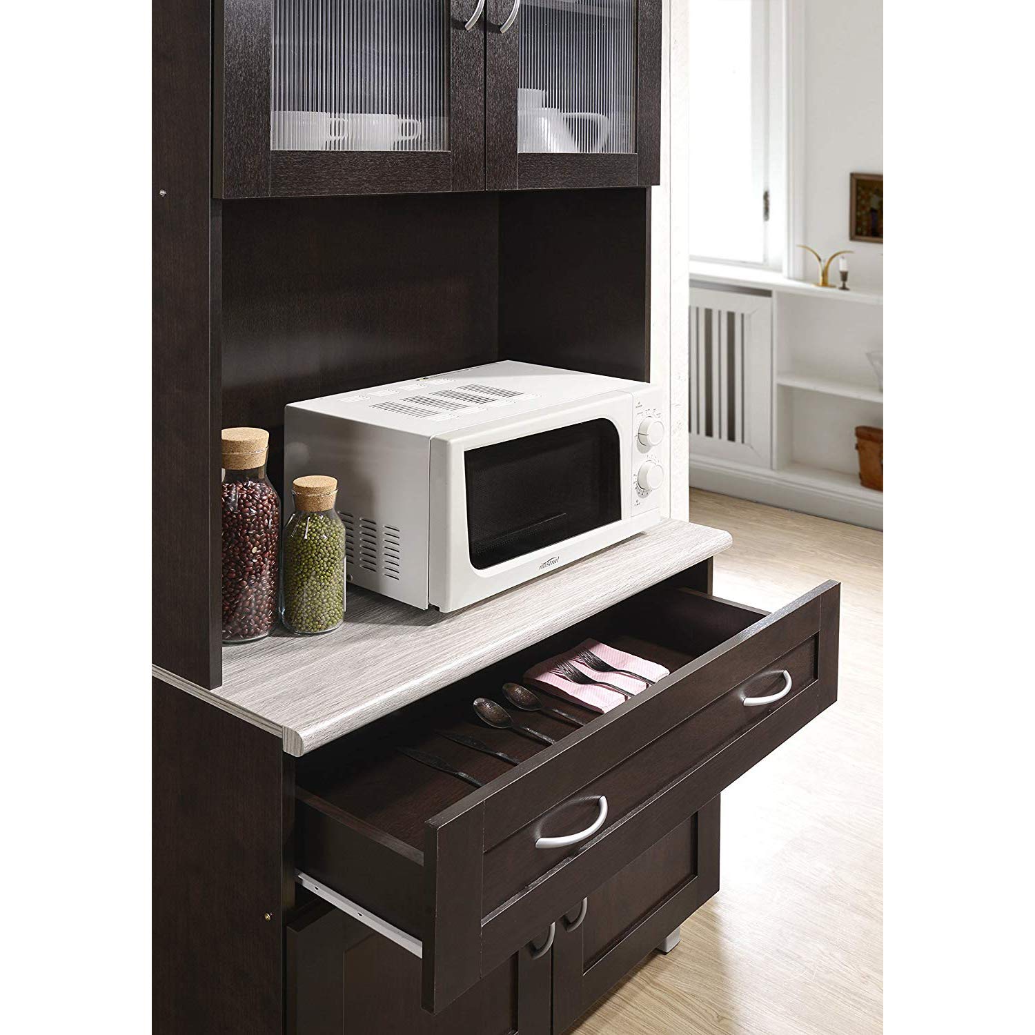 HODEDAH Imported Chocolate Kitchen Cabinet - Modern Storage Solution for Small Spaces, Apartments & Home Organization