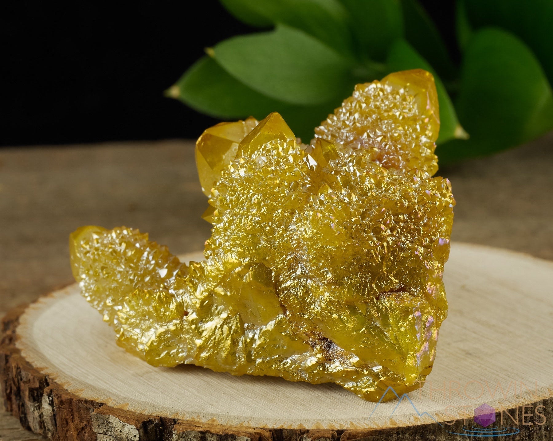 AURA QUARTZ Sunshine Yellow Rainbow Quartz Crystal Cluster - Natural Spirit Quartz for Healing, Meditation & Metaphysical Use - Perfect Crystal Decor for Home, Office & Spiritual Spaces (R0523)