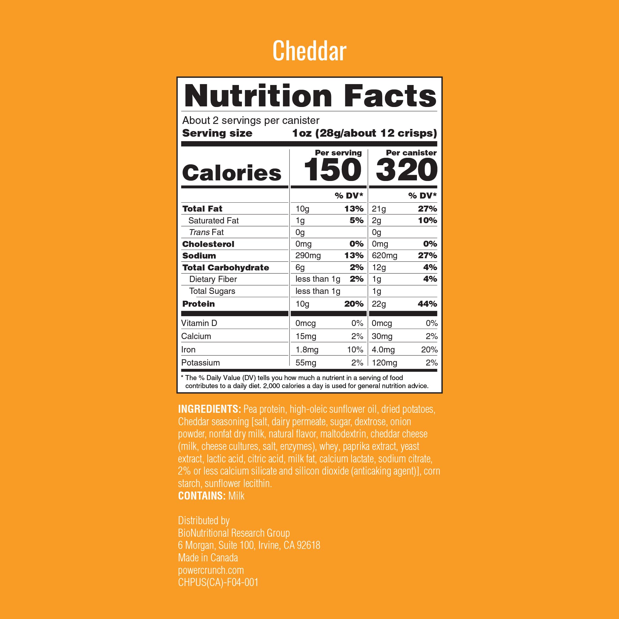 Power Crunch Protein CRISPS - High Protein Potato Style Chips, Cheddar Flavor, 10g Protein per Serving, 1.05oz (6 Pack) | Healthy Snacks for Gym, Workout & Keto Diet