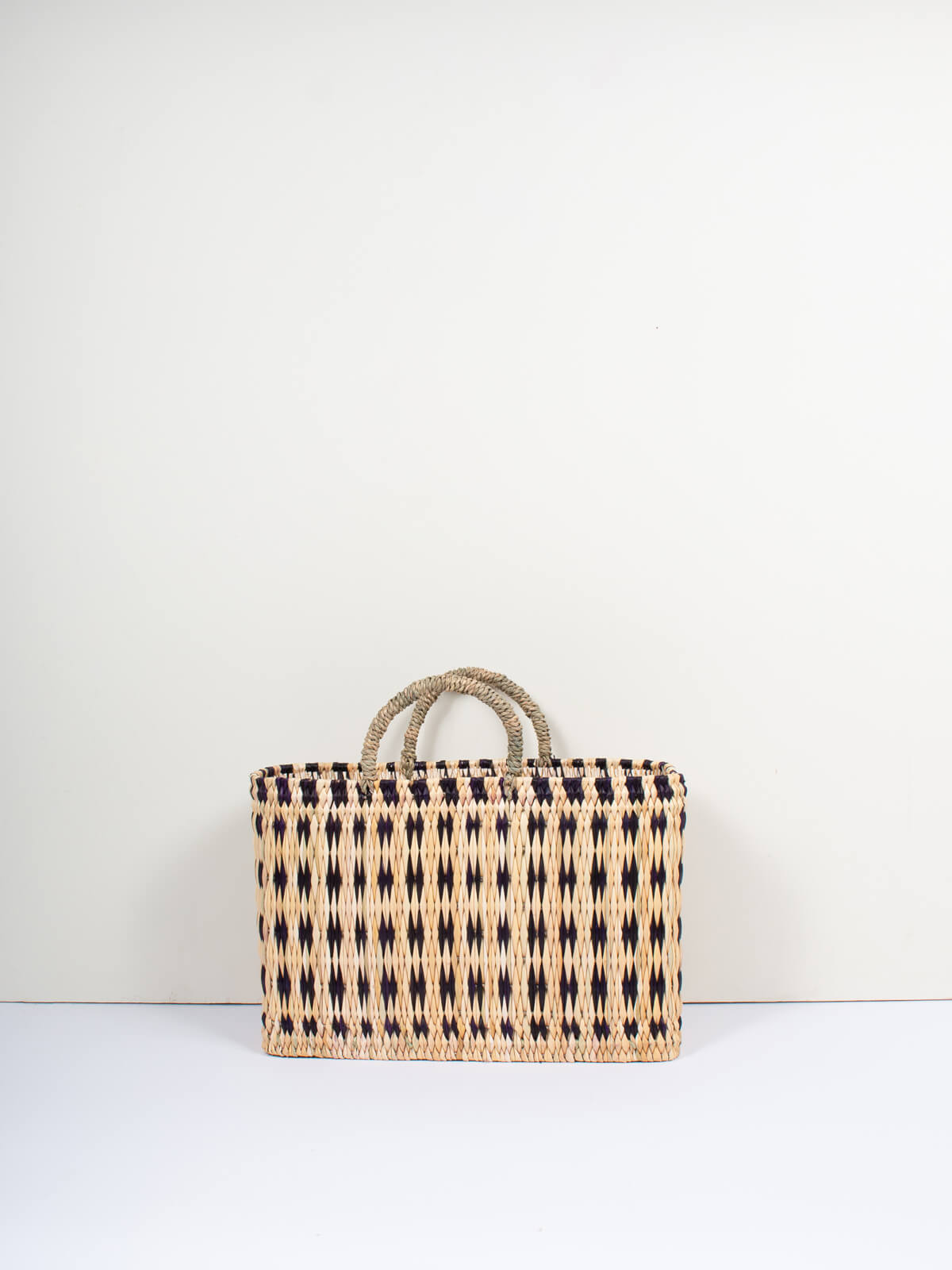 Handwoven Natural Reed Storage Basket - Eco-Friendly Indigo Dyed for Home Organization | Perfect for Laundry, Toys, and Blankets