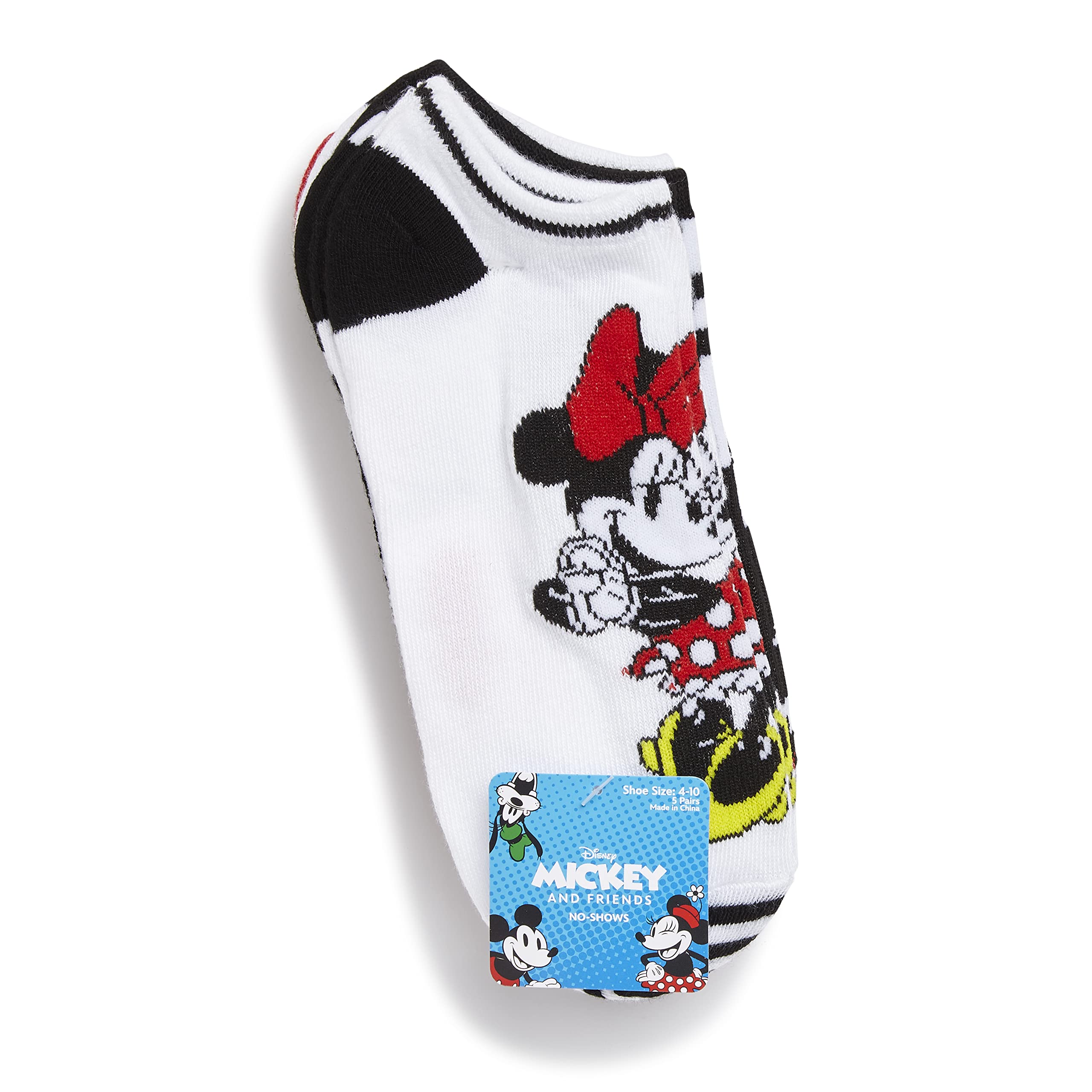 Disney Mickey Mouse No Show Socks 5-Pack for Women - Cute & Comfortable Low-Cut Socks for Casual Wear, Sneakers, and Everyday Outfits