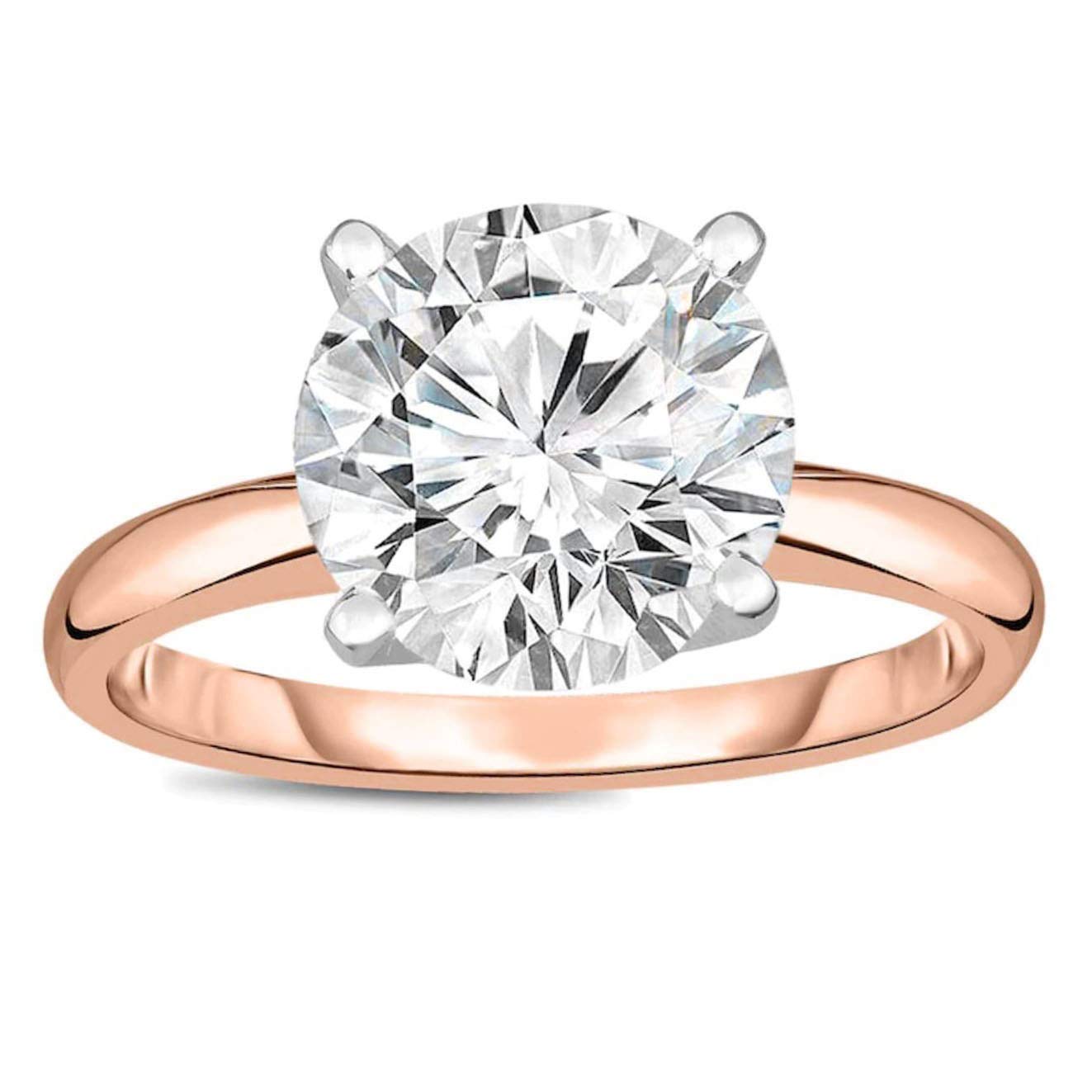 Ginger Lyne 3 Ct Solitaire Moissanite Engagement Ring for Women - White Gold over Sterling Silver, Diamond Alternative Wedding Band | Perfect for Proposals, Bridal Gifts & Anniversary Celebrations