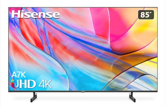 Hisense A7K 85-Inch 4K UHD Smart LED TV with HDR, Alexa & Google Assistant - Perfect for Home Theater, Gaming & Streaming Netflix, Disney+
