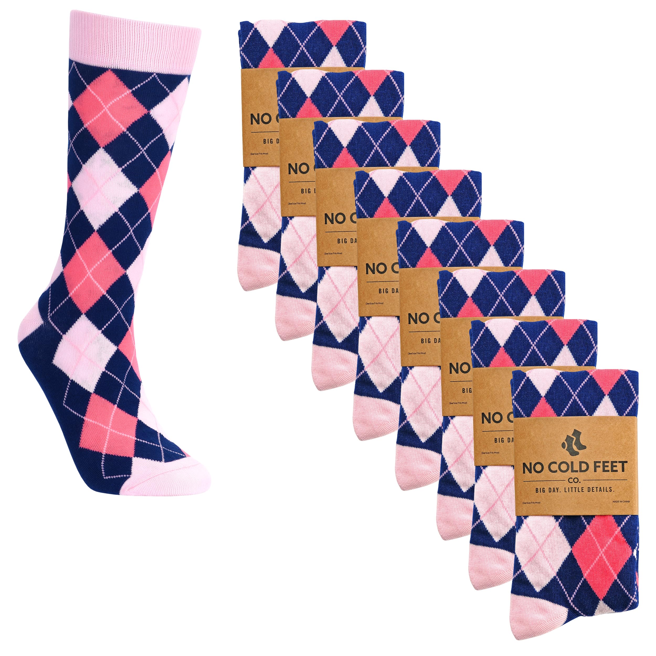 8 Pack Fun Pink Colorful Novelty Socks for Men - Dress, Casual & Formal Wear - Perfect for Groomsmen, Wedding Party & Special Occasions