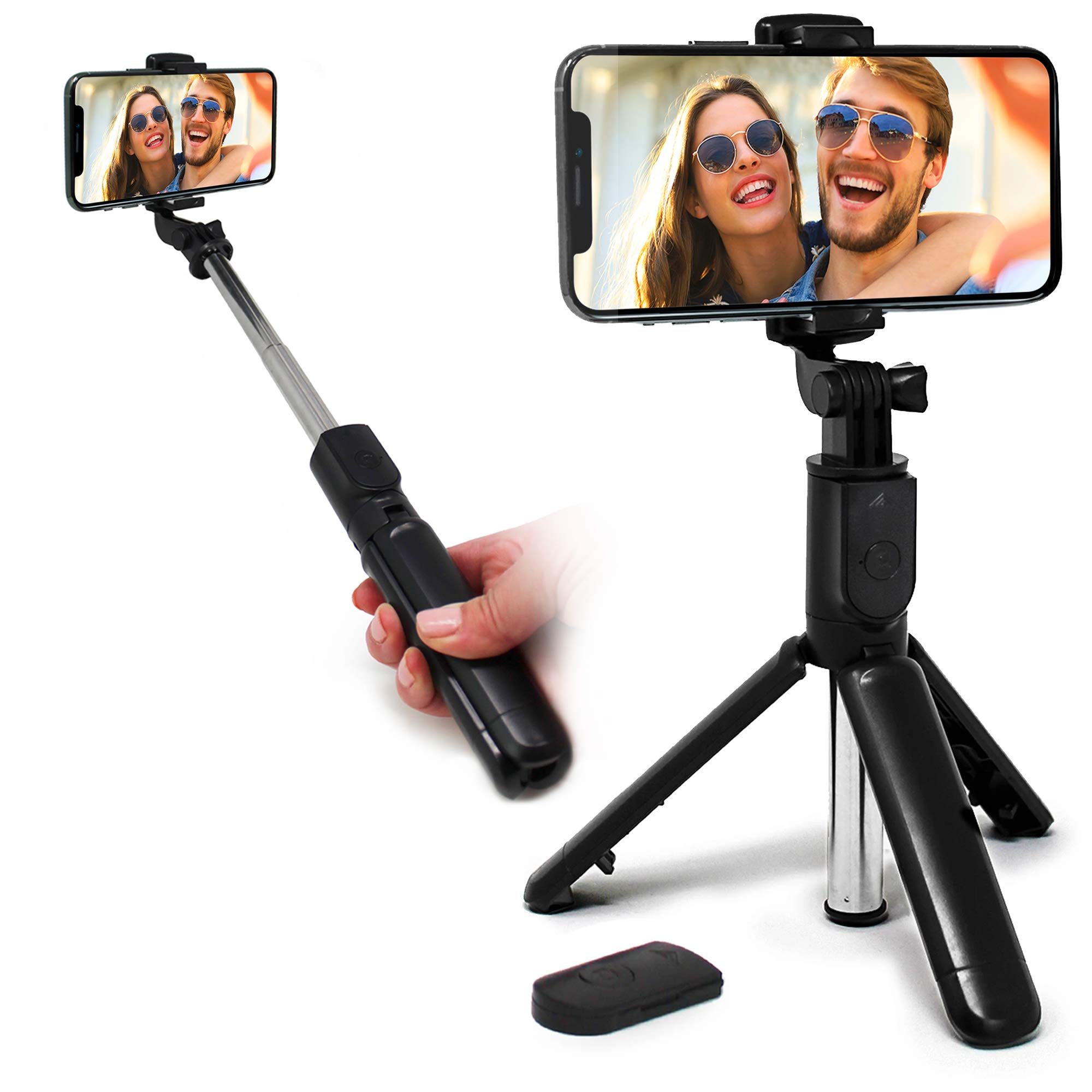 Aduro U-Stream Extendable Aluminum Selfie Stick Tripod with Wireless Remote - Adjustable Phone Stand for iPhone & Android - Perfect for Travel, Vlogging, and Live Streaming