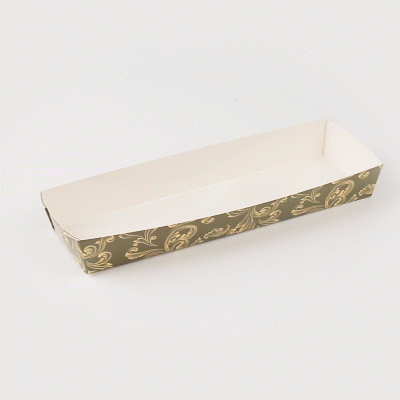 Bake Tek 13 oz Dark Green Vintage Floral Paper Baking Tray - Greaseproof, Eco-Friendly, 10.75
