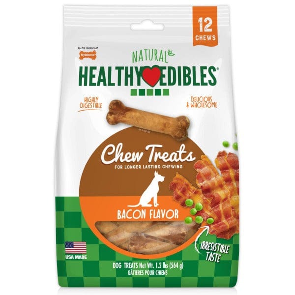 Nylabone Healthy Edibles Dog Chew Treats - Bacon Flavor, Long-Lasting Dental Chews for Medium to Large Dogs | Perfect for Teething, Anxiety Relief & Dental Health