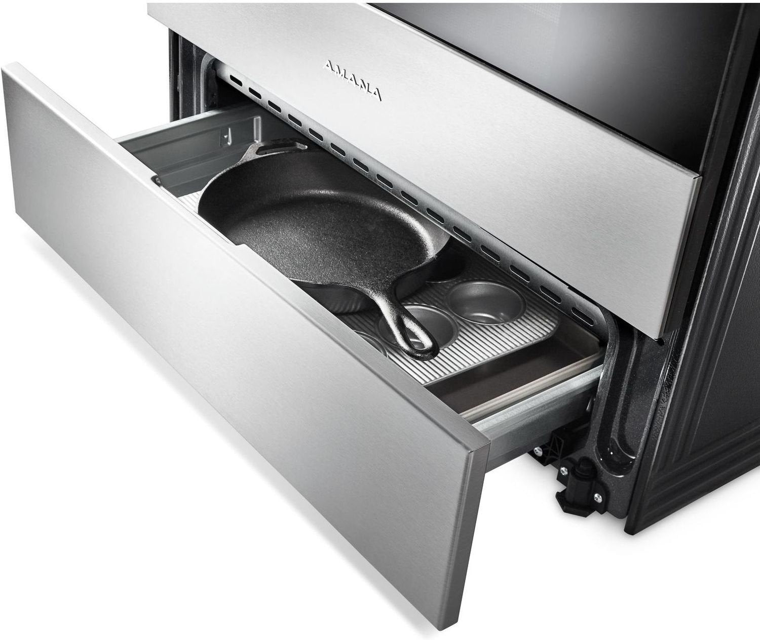 Amana Black on Stainless Steel Slide-In Electric Range - 4.8 Cu. Ft. Capacity, YAES6603SFS Model - Perfect for Modern Kitchens & Home Cooking