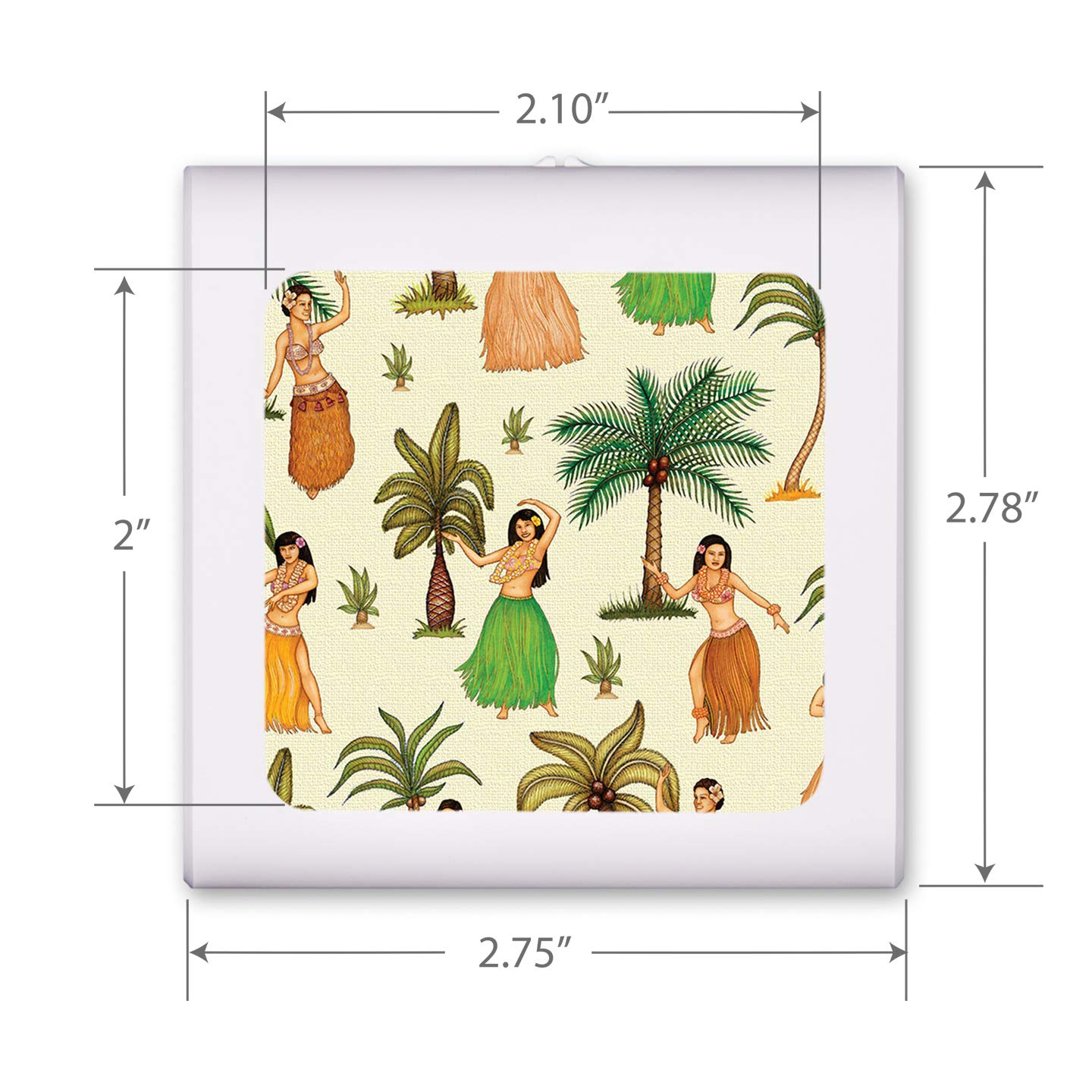 Dimmable LED Night Light with Auto On/Off Sensor, Adjustable Brightness & Warm White Light for Bathroom, Hallway, Nursery, Bedroom - Hula Girls Design by Dan Morris - Perfect for Nighttime Safety & Comfort