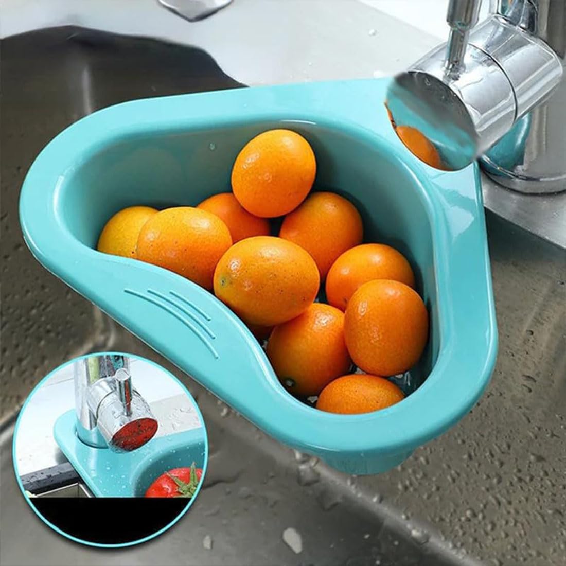 Strainer Pro - 4Pcs Multifunctional Kitchen Sink Drain Basket Strainer for Vegetables, Pasta & Fruits | Faucet Hanging Filter Basket & Swan Drain Rack | Perfect for Washing Produce, Draining Pasta & Keeping Sink Clean