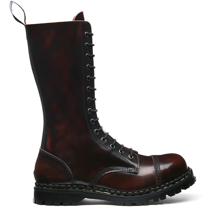 GRIPFAST Men's Burgundy Rub Off 14-Eye Steel Toe Derby Work Boots - Heavy Duty Safety Shoes for Construction, Industrial & Motorcycle Riding