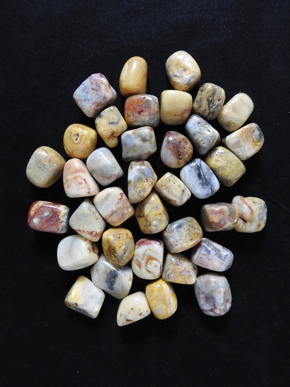 Natural Crazy Lace Agate Tumbled Stones - 1 lb Bulk Healing Crystals for Jewelry Making, Meditation & Home Decor