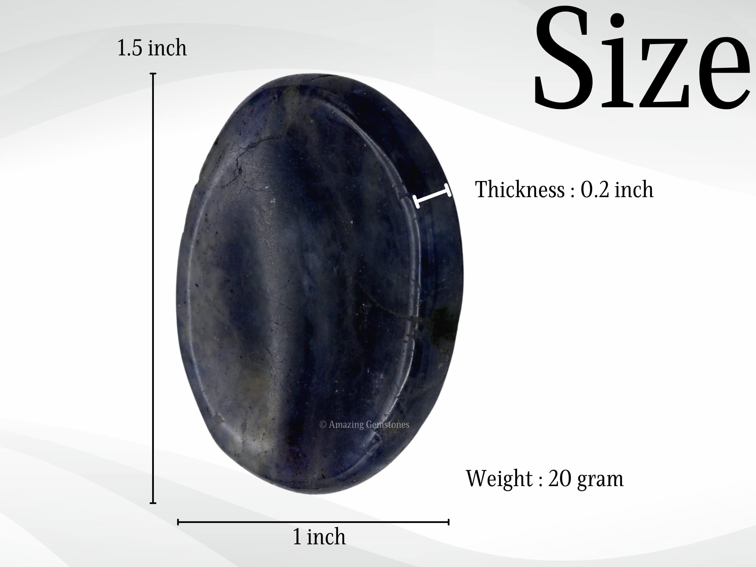 Natural Iolite Worry Stone - Healing Crystal for Stress Relief & Anxiety - Smooth Meditation Stone for Calming & Relaxation - Perfect Gift for Women & Men (Birthday, Stocking Stuffer) - Use for Meditation, Yoga, Office Stress Relief & Mindfulness Practice