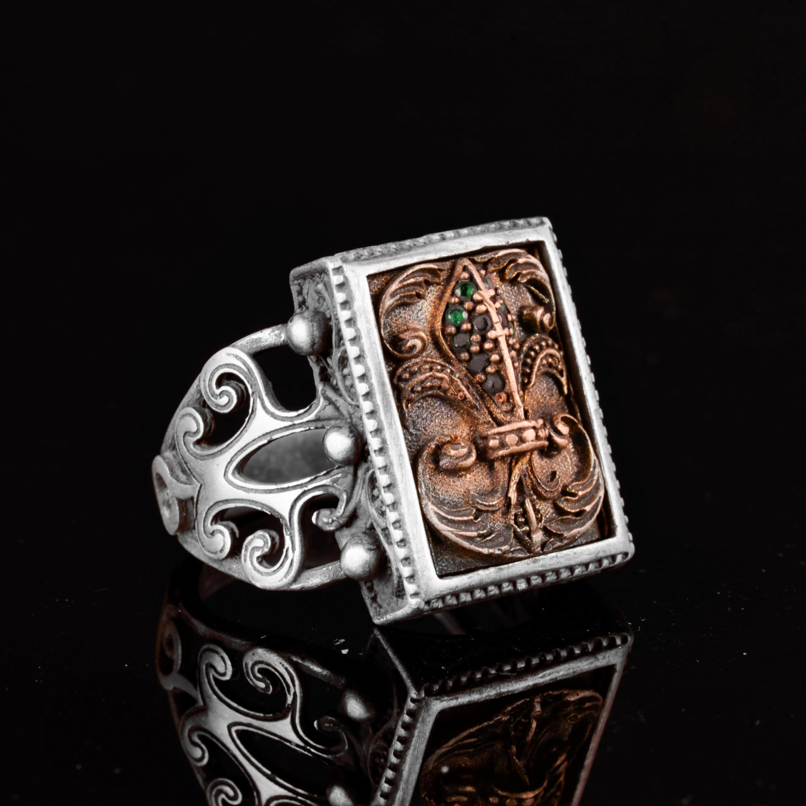 Lily of the Valley Ring for Men - 925 Sterling Silver Fleur-de-Lis Band Jewelry - Perfect for Weddings, Anniversaries & Gifts