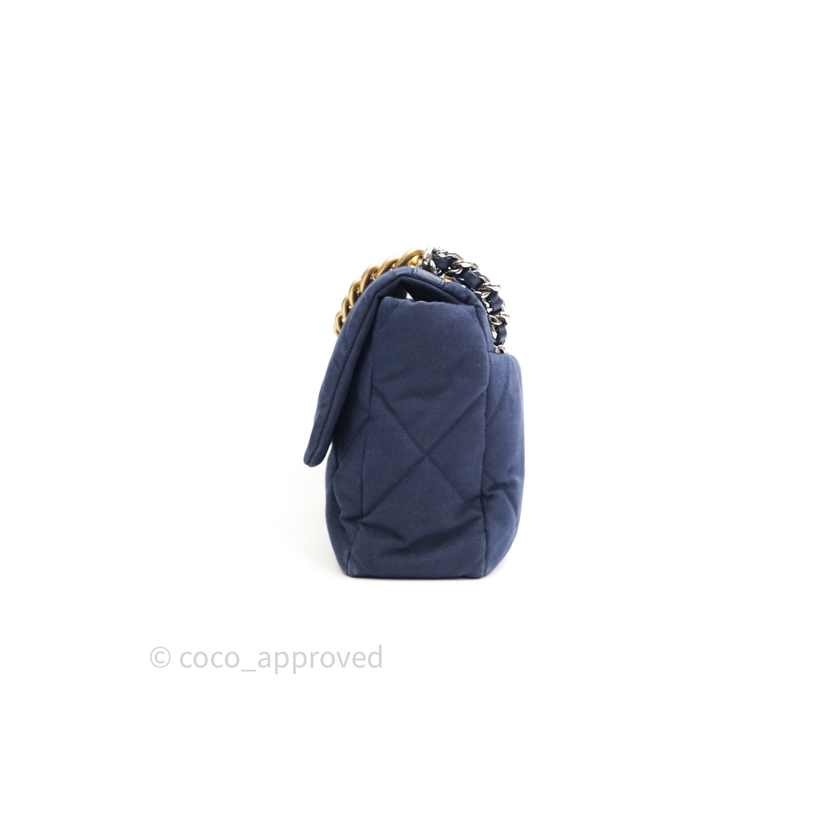 Chanel 19 Medium Flap Bag in Navy Canvas with Mixed Hardware - Luxury Designer Handbag for Women, Perfect for Work, Travel & Evening Events