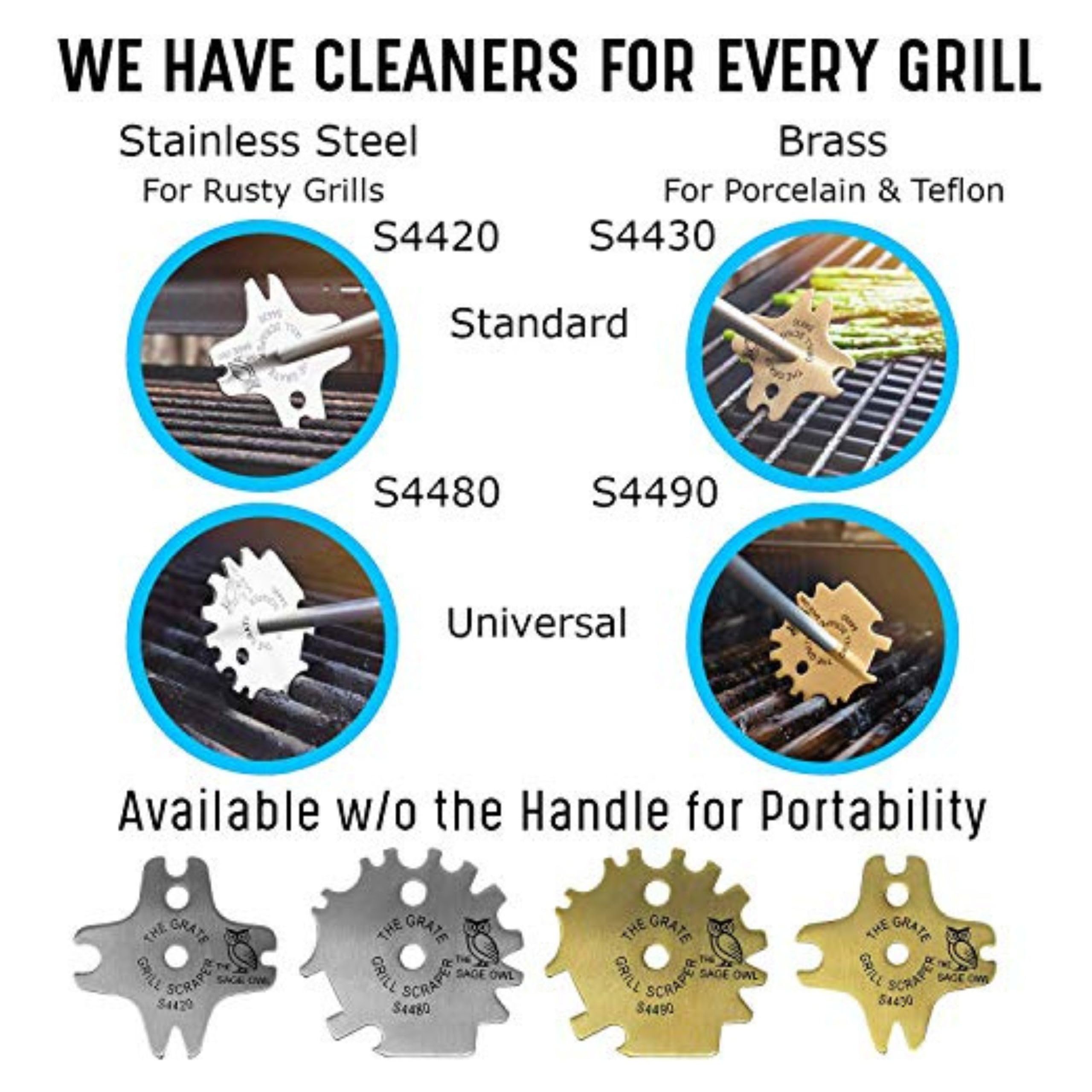 Sage Owl Bristle-Free Stainless Steel BBQ Grill Scraper with 21.5