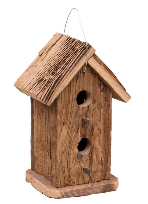 Rustic 2-Story Birdhouse - Eco-Friendly Recycled Mushroom Wood Bird House for Garden, Backyard & Outdoor Decoration - Attracts Wild Birds & Enhances Nature Viewing Experience