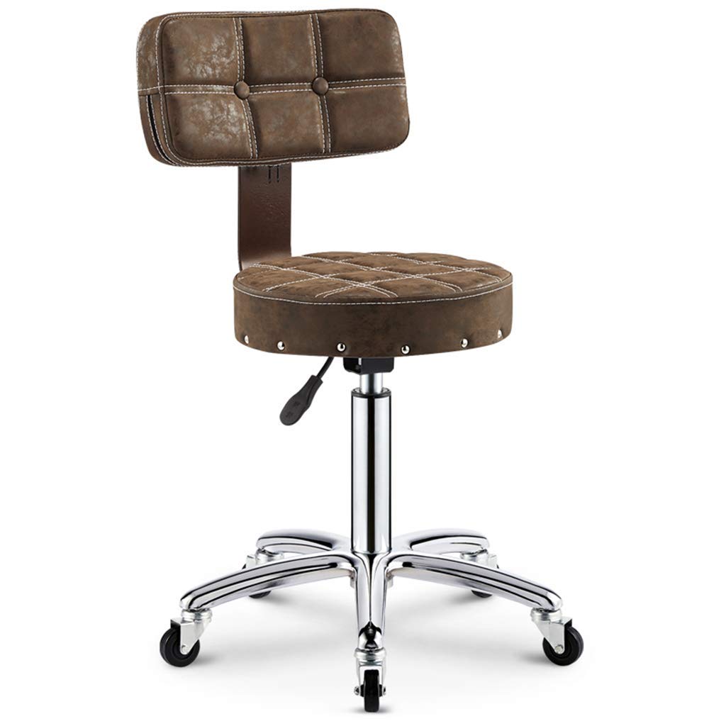 Rotating Lift Bar Stool with Wrought Iron Backrest - Adjustable Height Salon Stool, Ergonomic Office Chair for Barbershop, Salon, Café, Pub & Home Use - Perfect for Hairdressing, Makeup, Waiting Area & Counter Seating