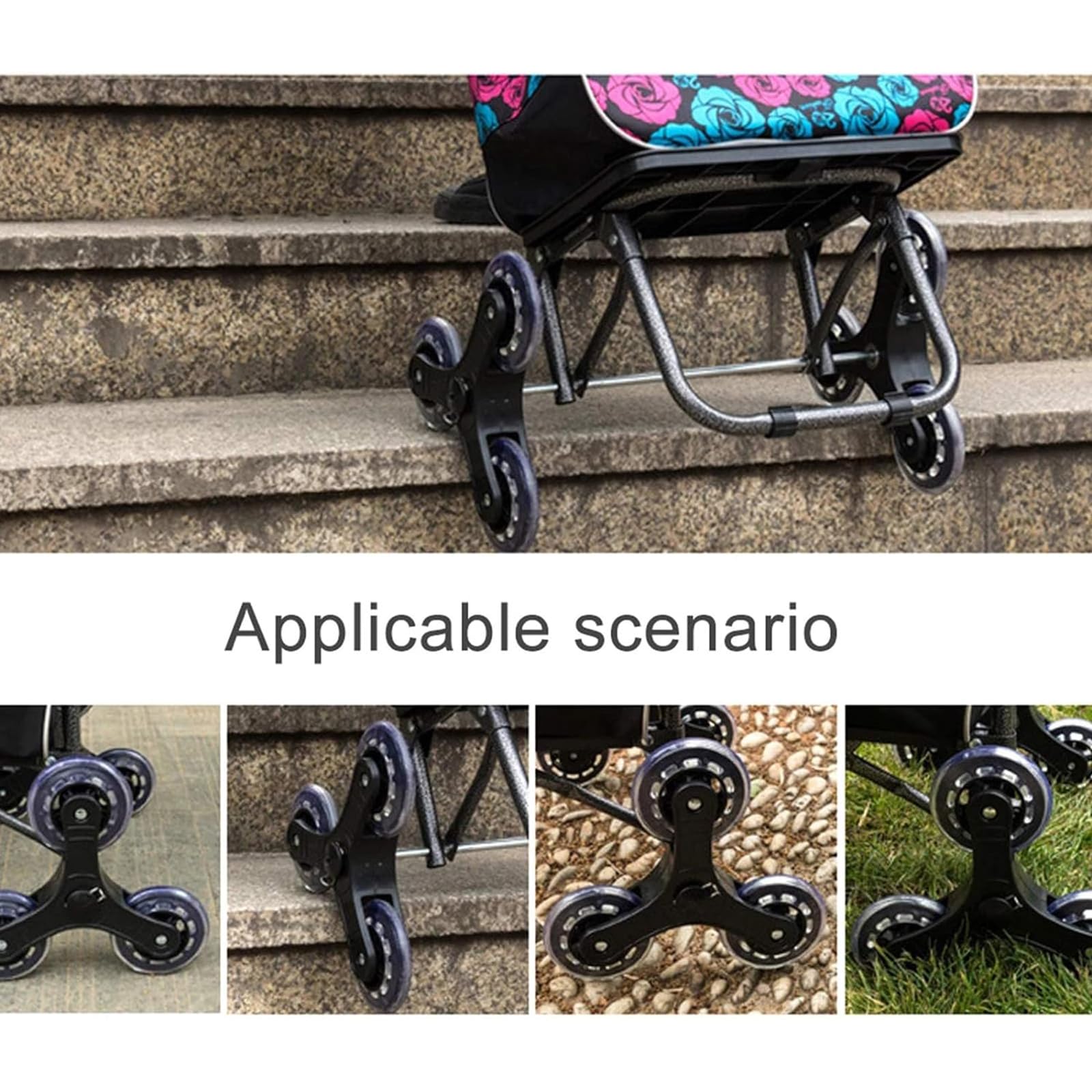 2-Pack Stair Climbing Shopping Cart Wheels - Heavy Duty Triangle Replacement Casters for Grocery Carts, Strollers & Hand Trucks - Perfect for Stairs, Supermarkets & Home Use