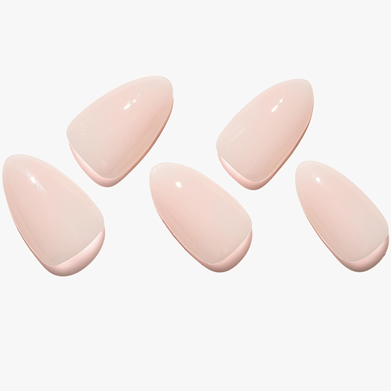 GLAMERMAID 24Pcs Short Almond Press on Nails - Spring Summer Nude Jelly Gel Fake Nails with Glossy UV Finish | Reusable Acrylic False Nails Manicure Kit for Women | Perfect for Parties, Weddings & Everyday Wear